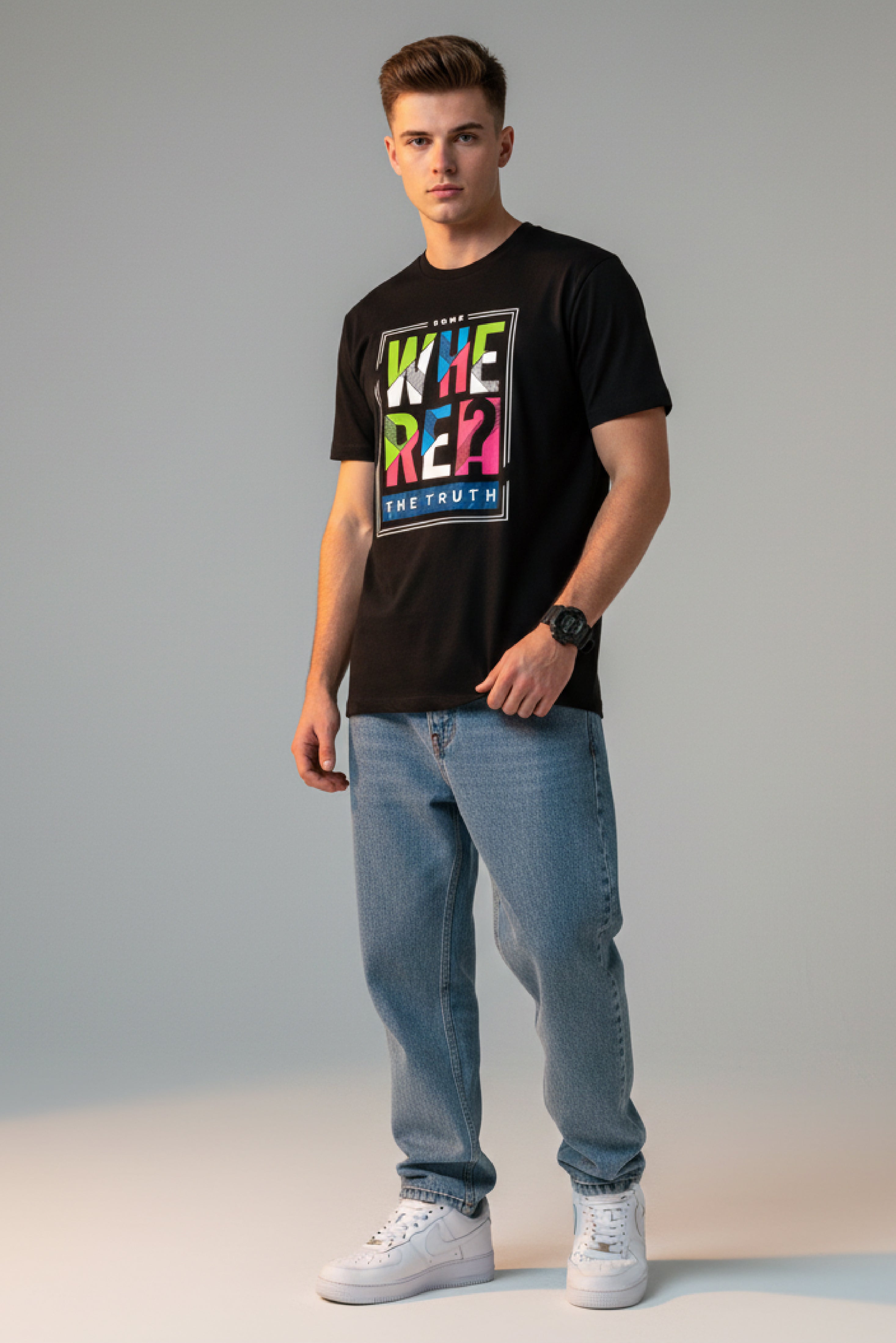 Men Printed Black Cotton Tshirt