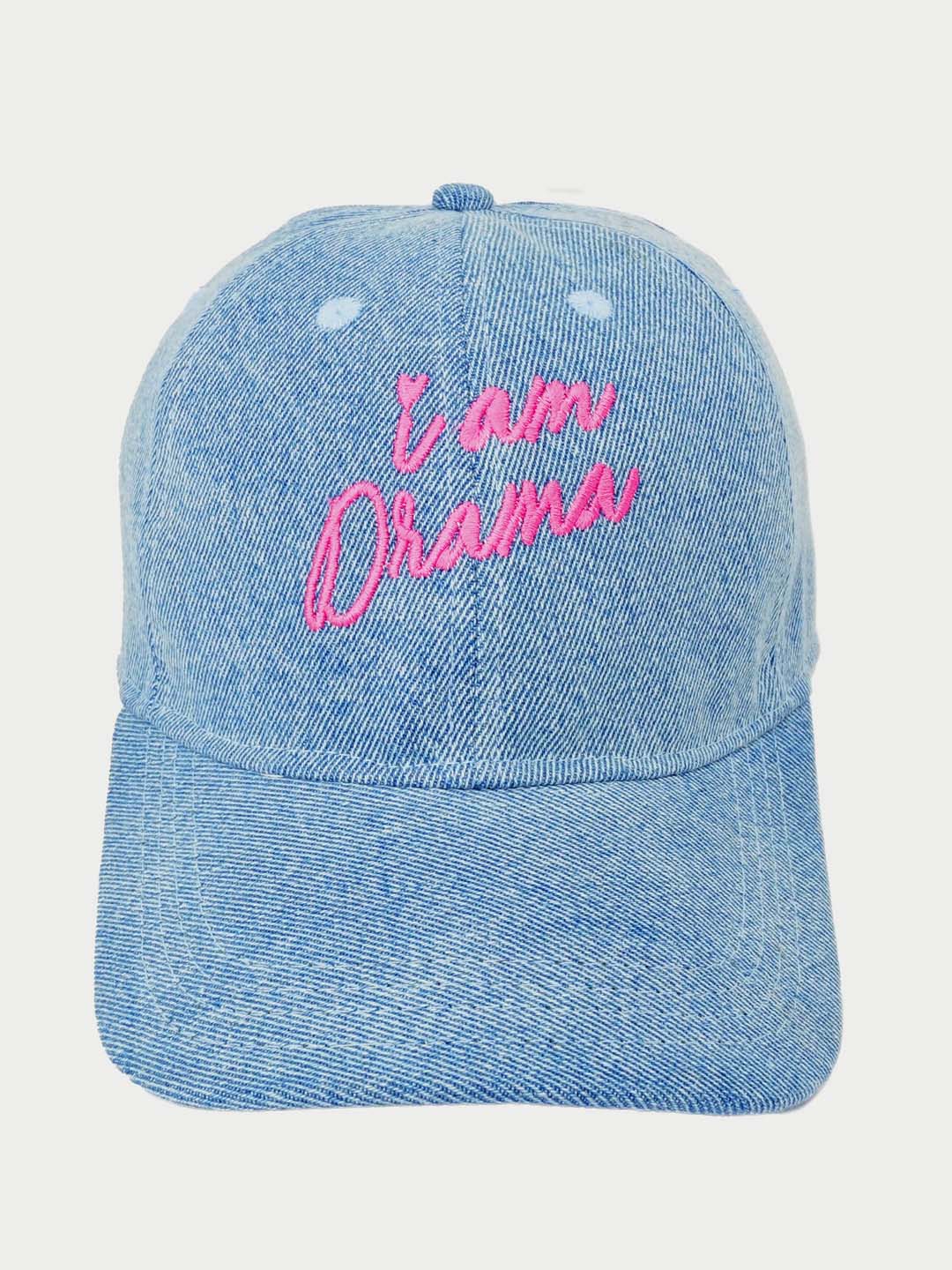 "I Am Drama" Embroidered Denim Baseball Cap