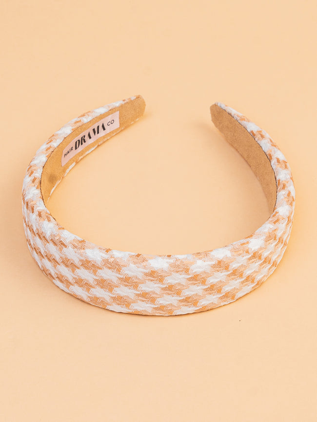 Women Brown Puff Hair Band With Heart Charm