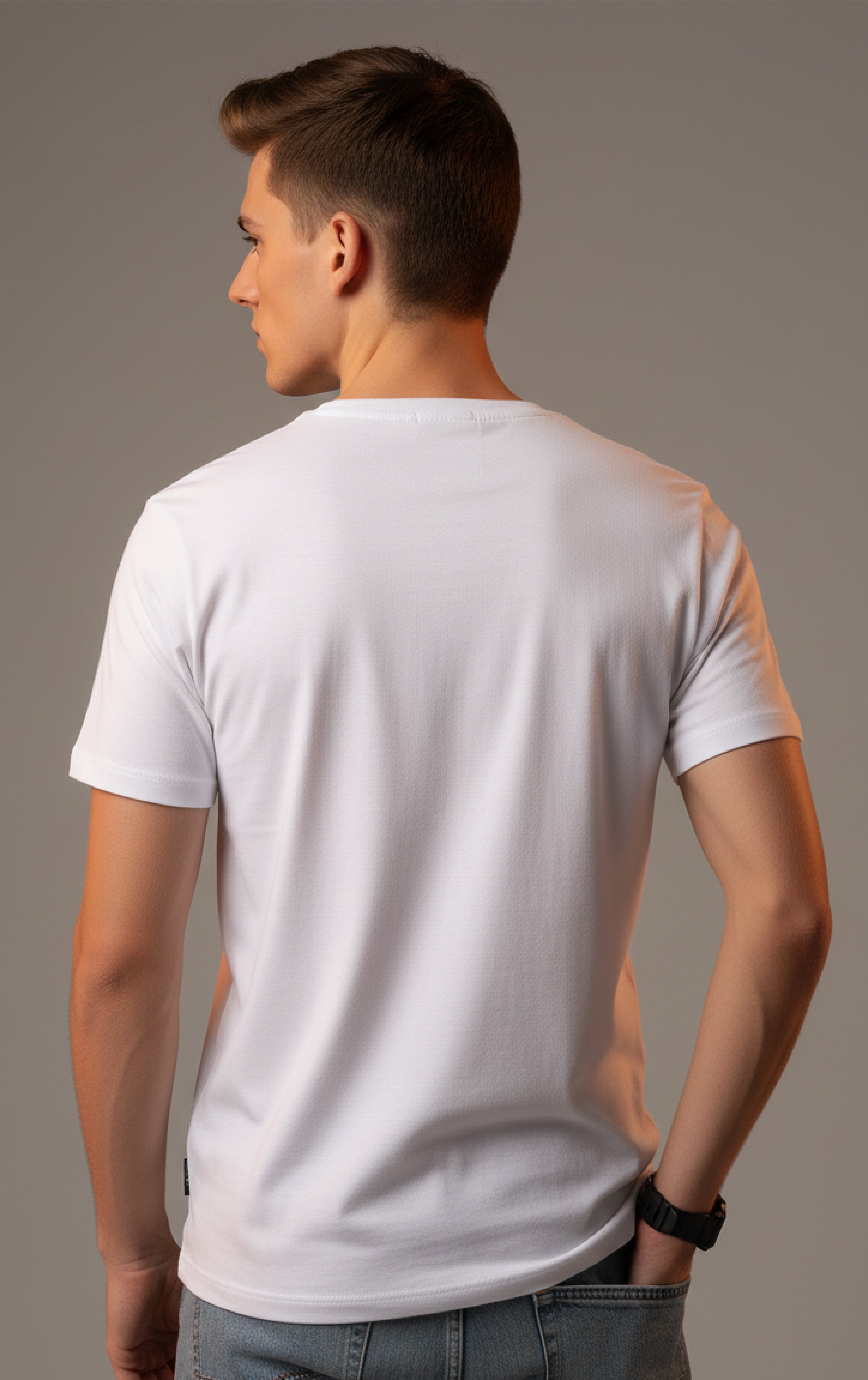 Men Printed White Cotton Tshirt