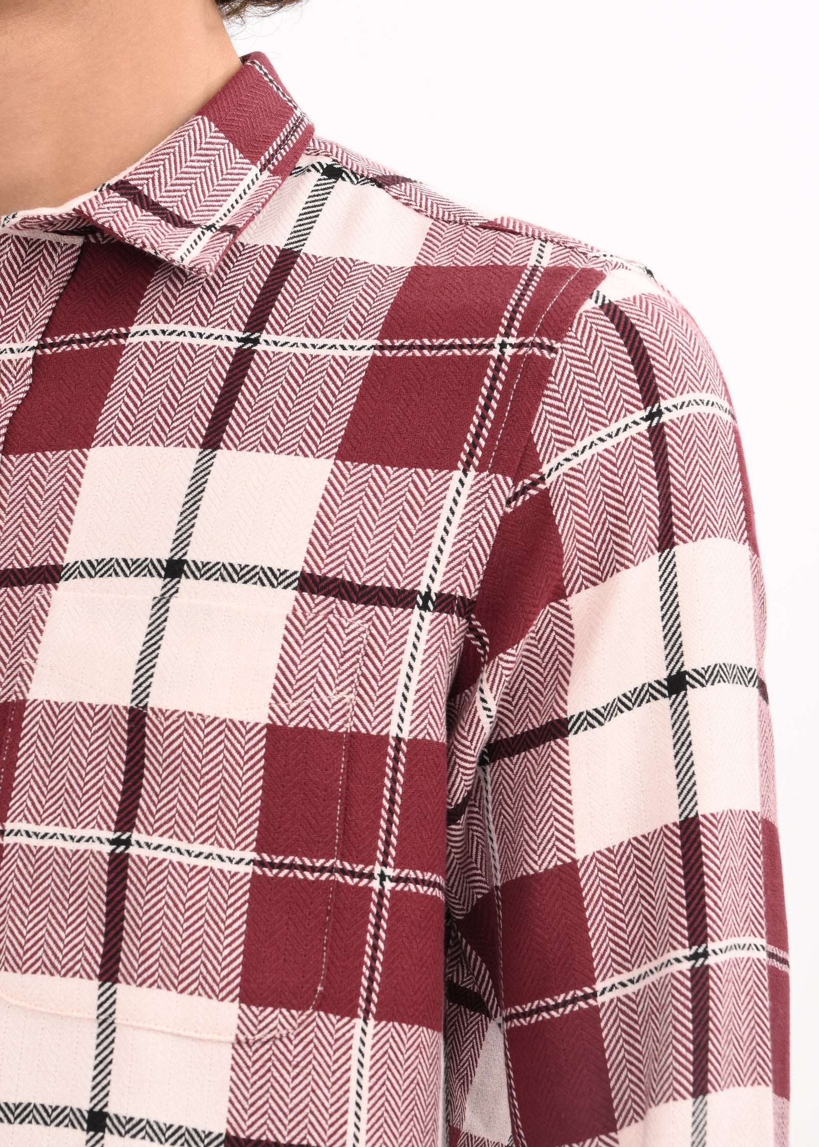 Men Maroon Checked Shirt