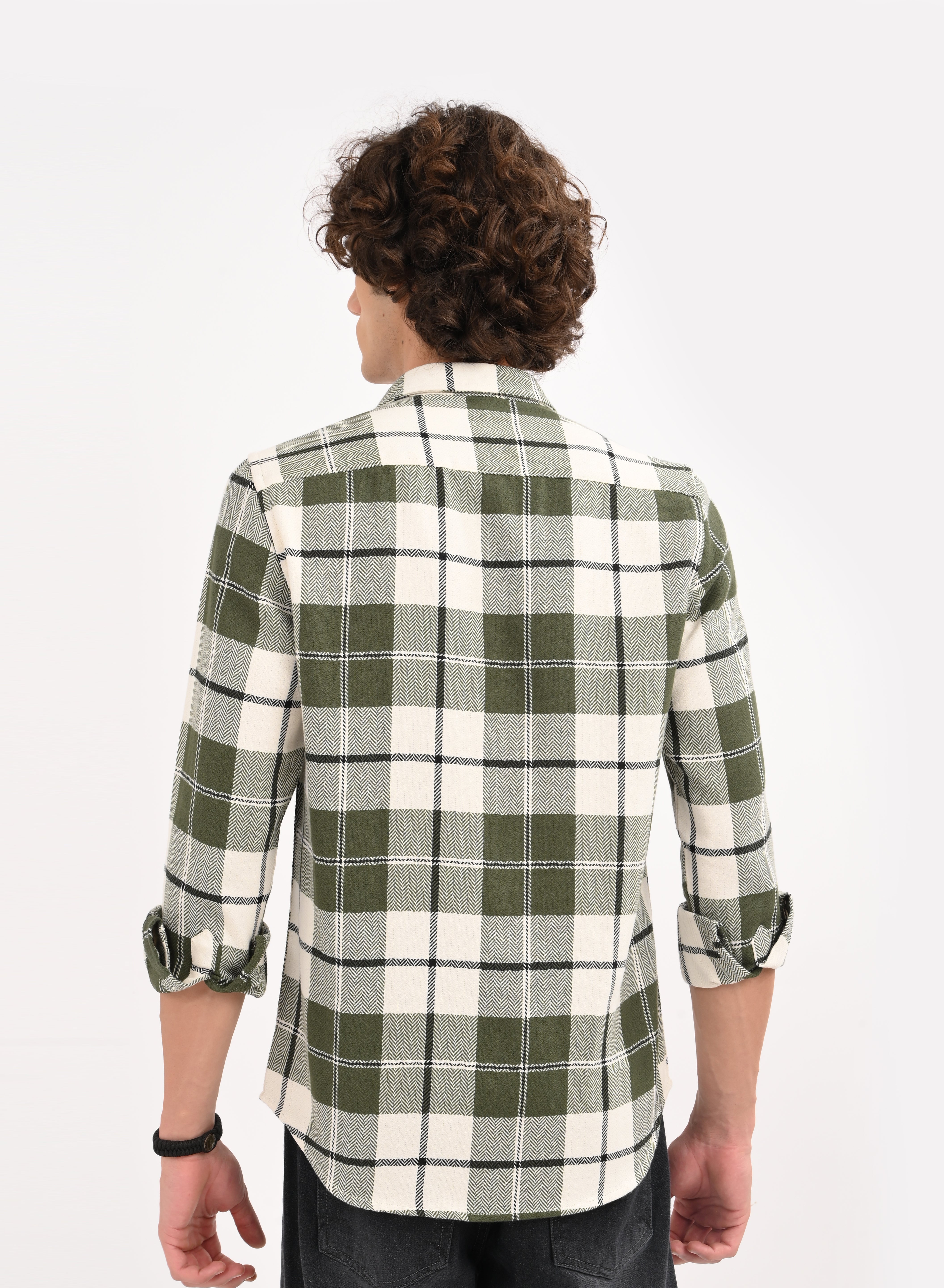 Men Green Checked Shirt