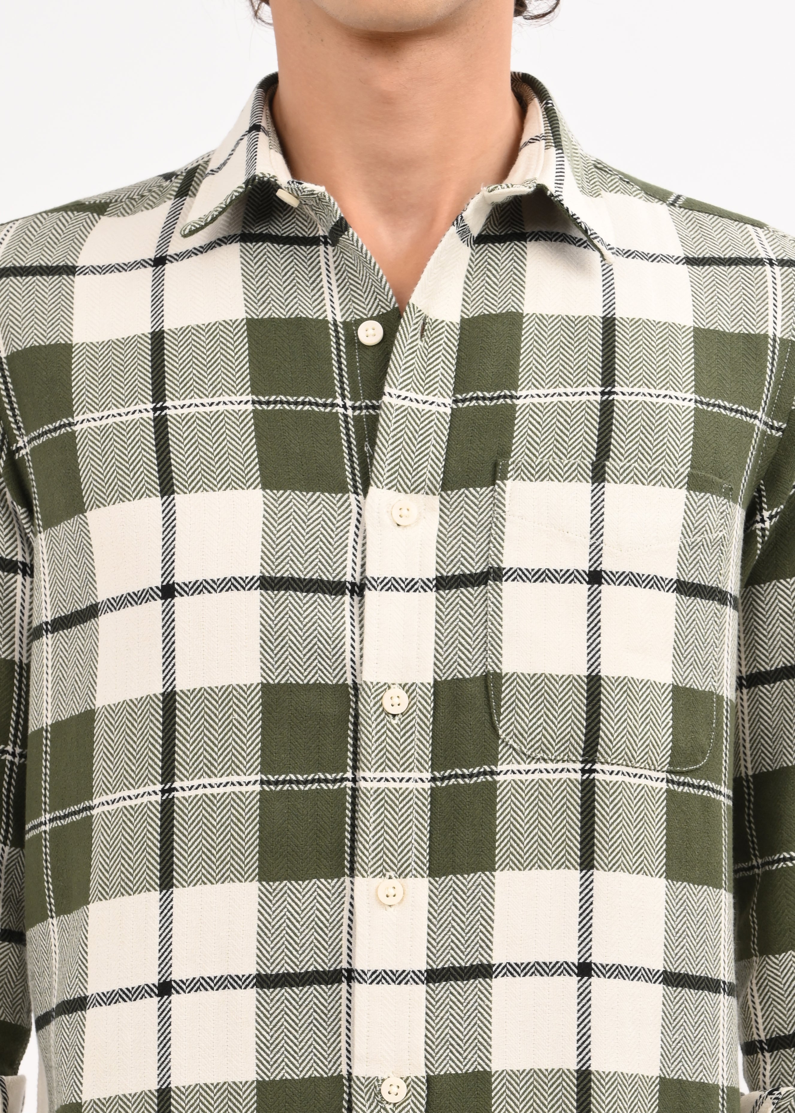 Men Green Checked Shirt
