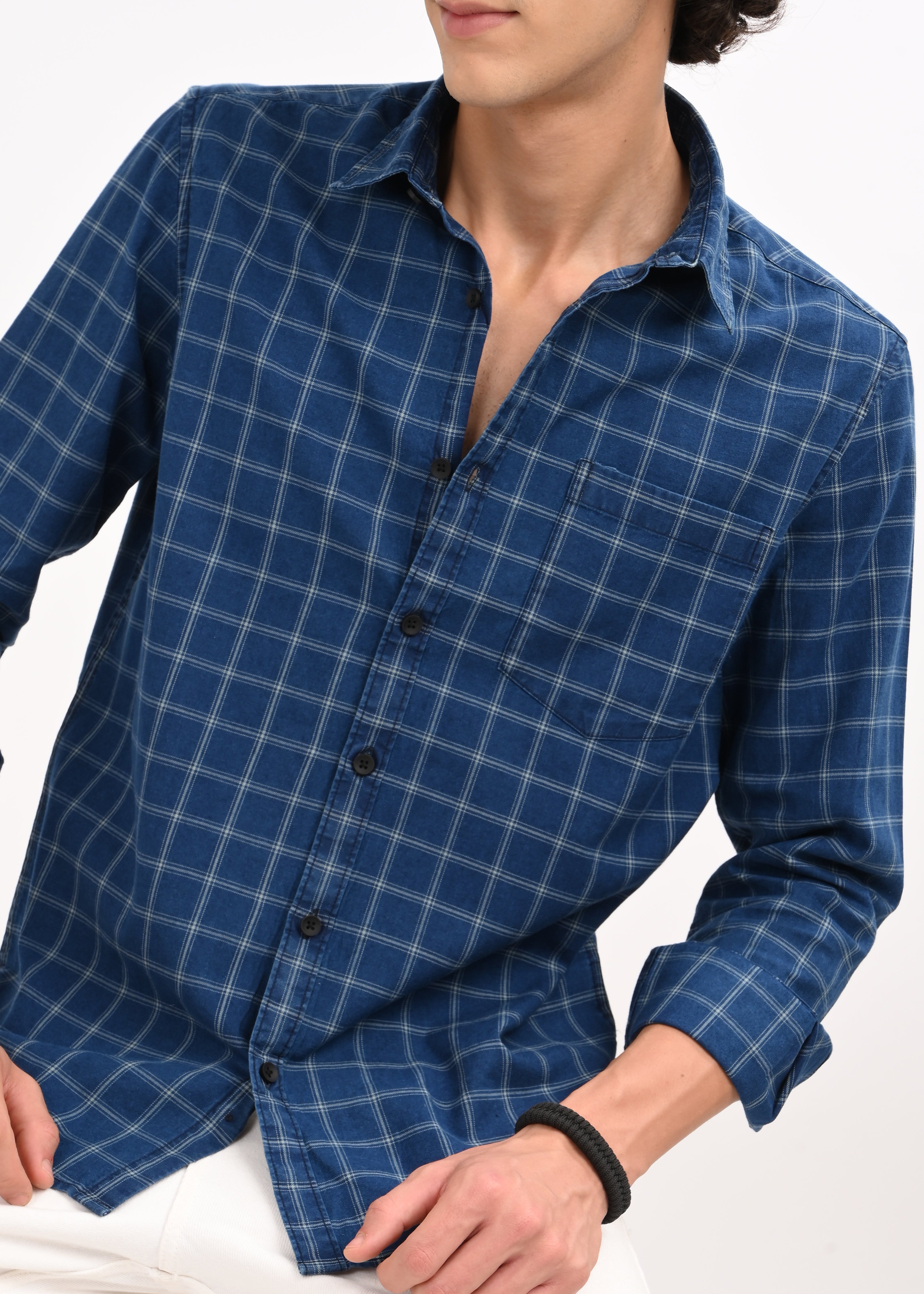 Men Navy Blue Shirt