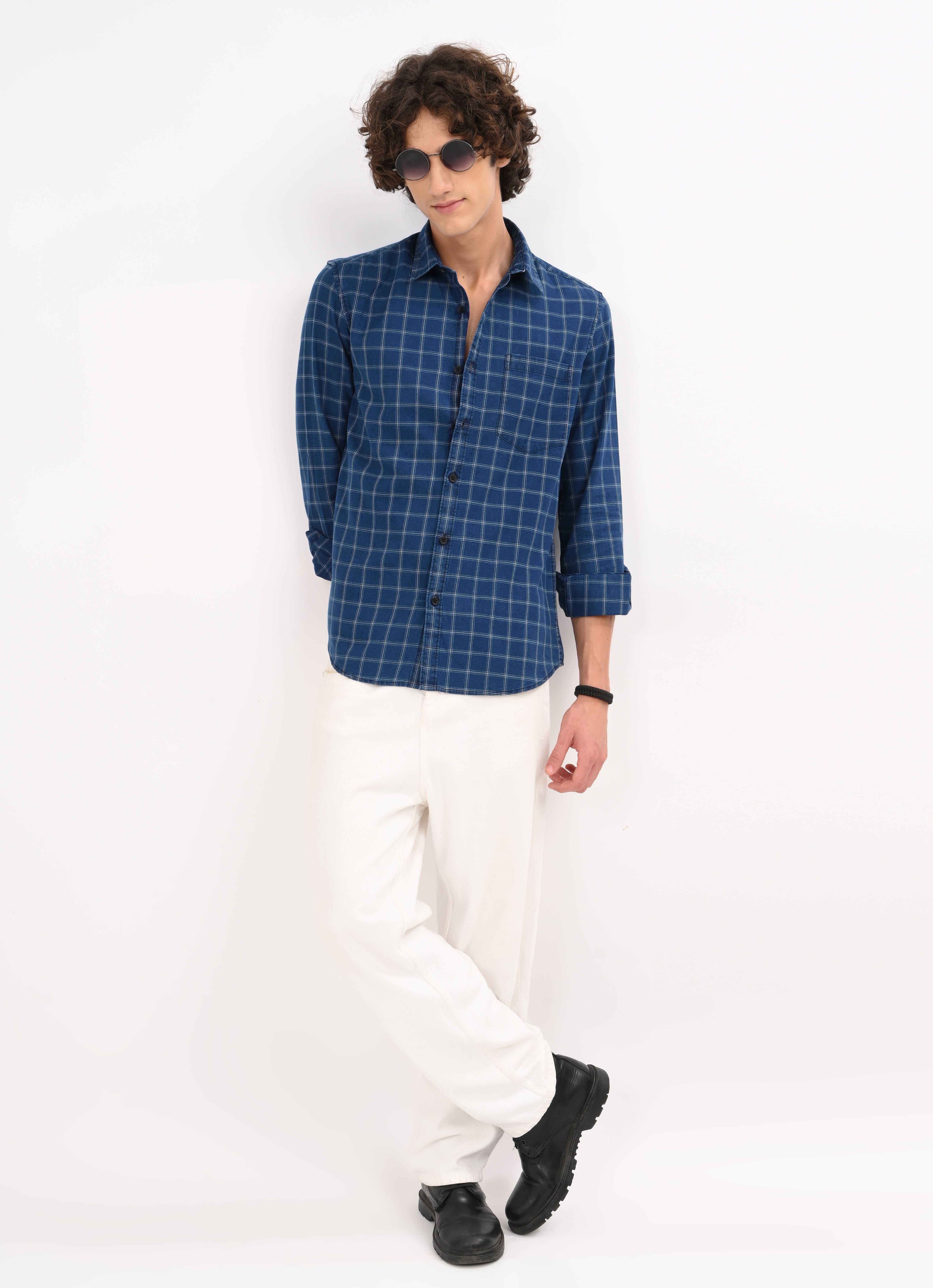 Men Navy Blue Shirt