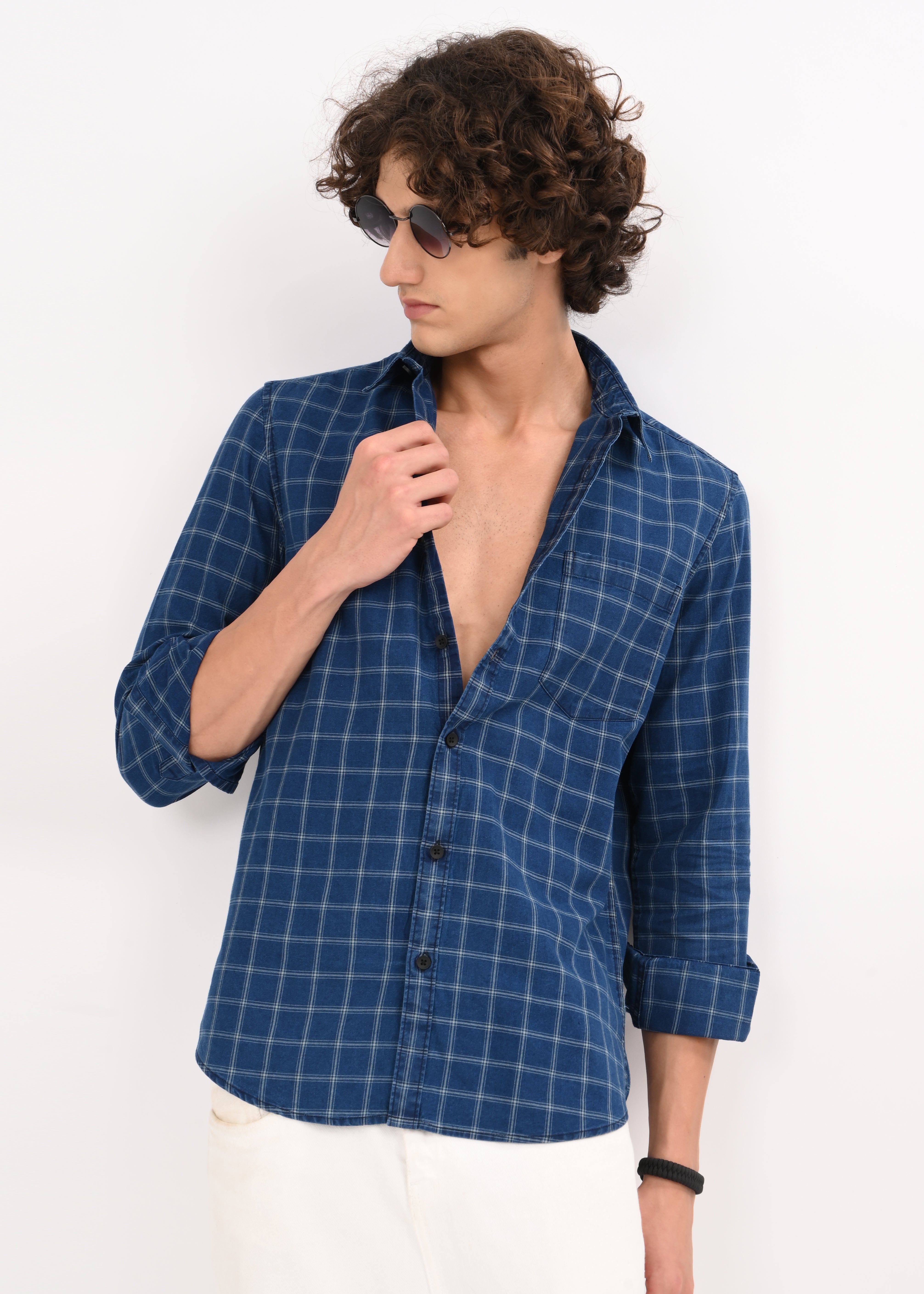 Men Navy Blue Shirt