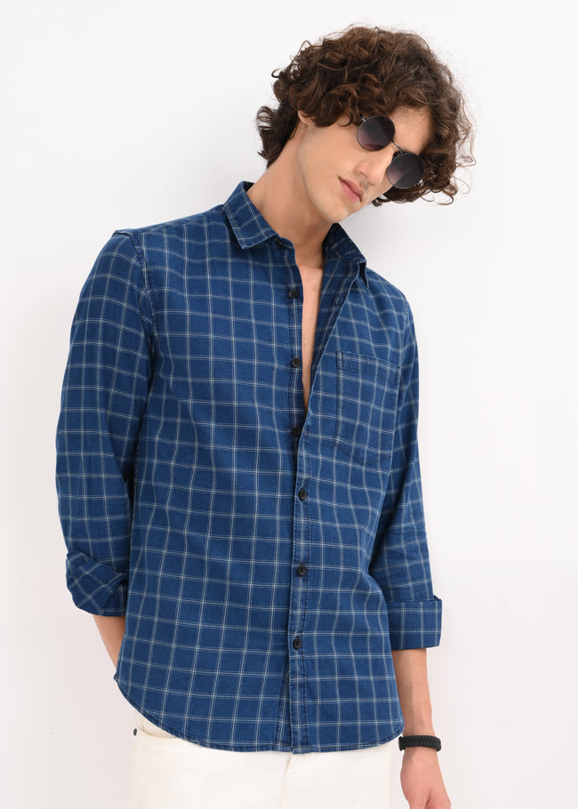 Men Navy Blue Shirt