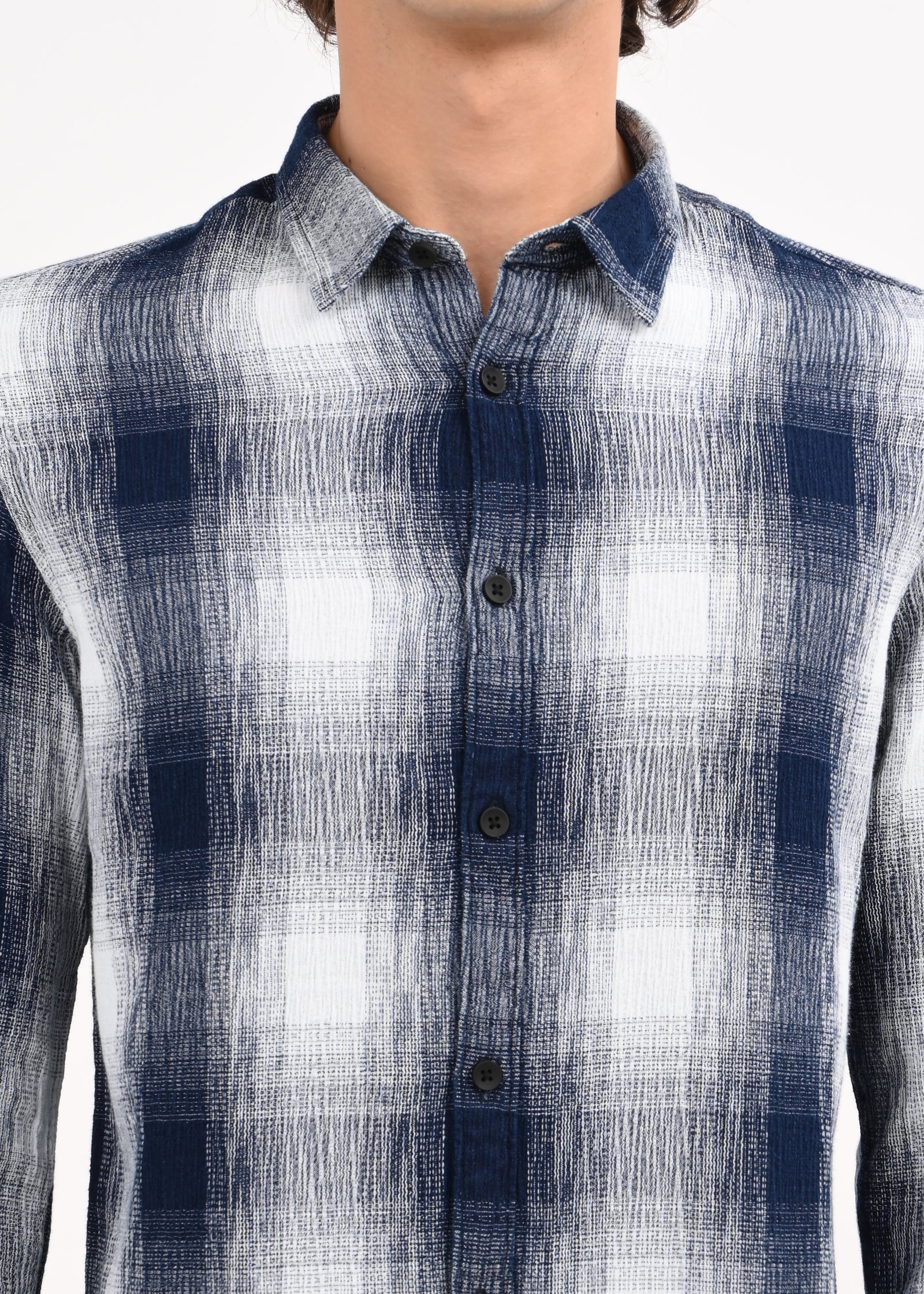 Men White Checked Shirt