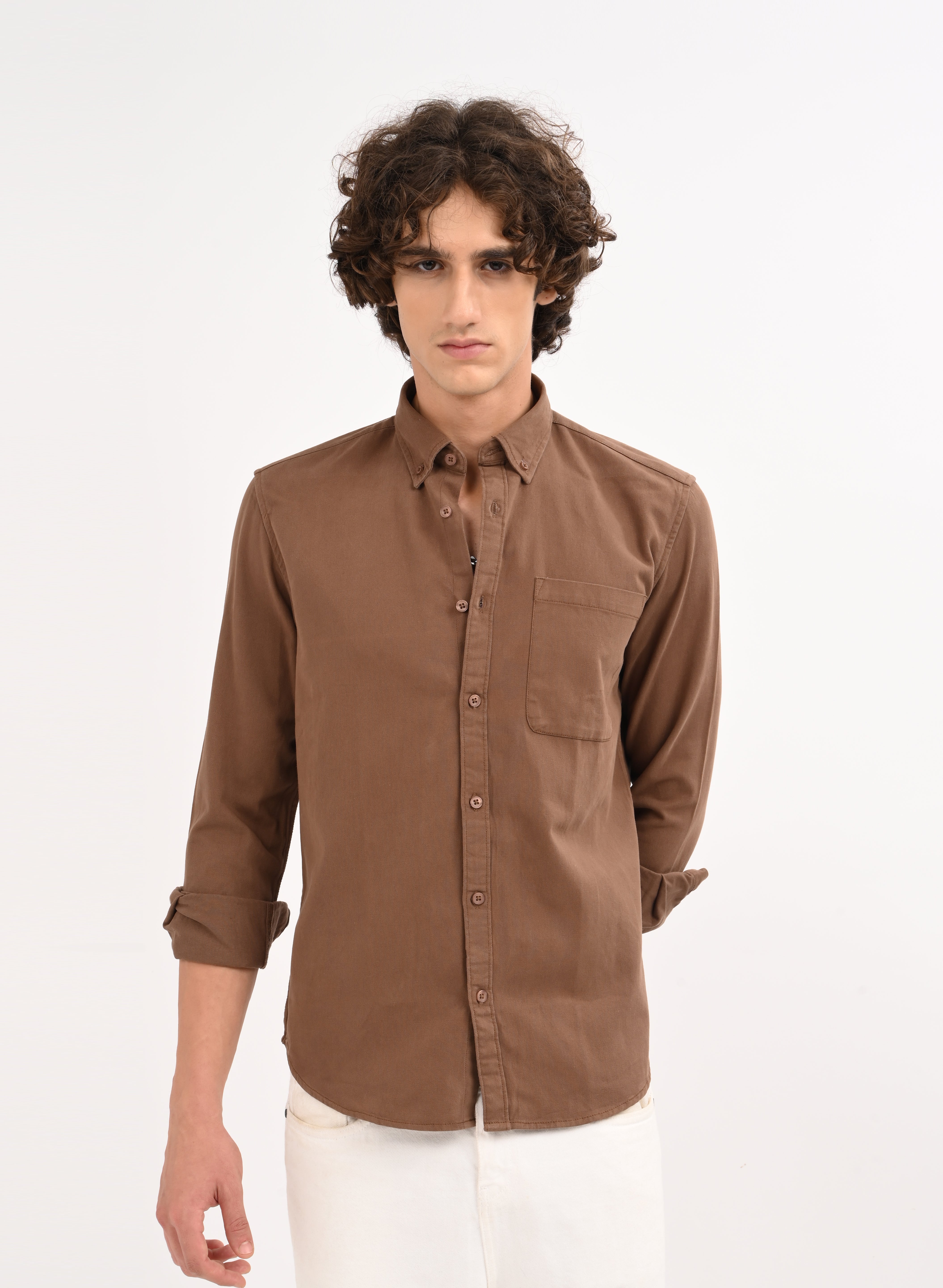 Men Brown Solid Shirt