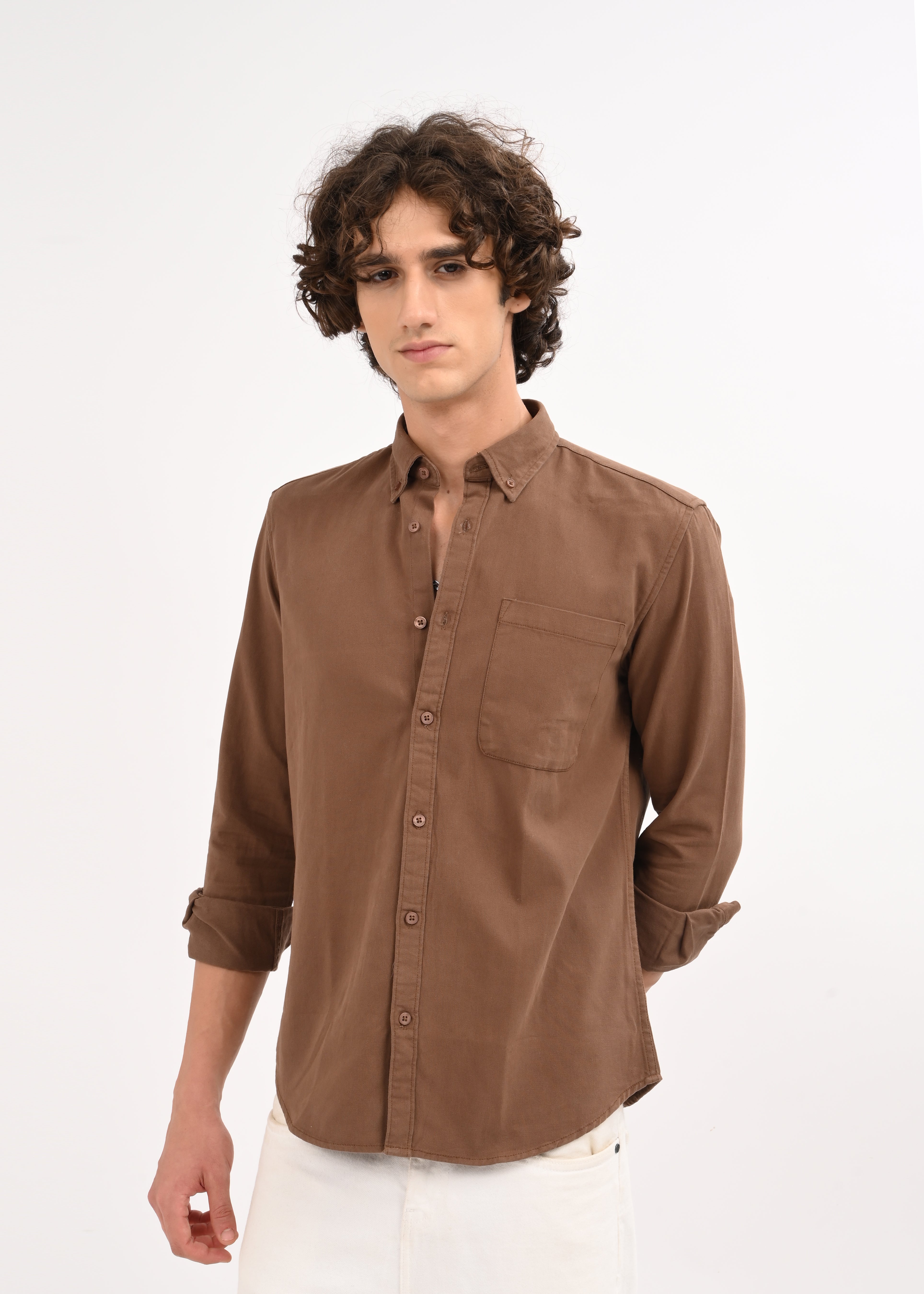Men Brown Solid Shirt