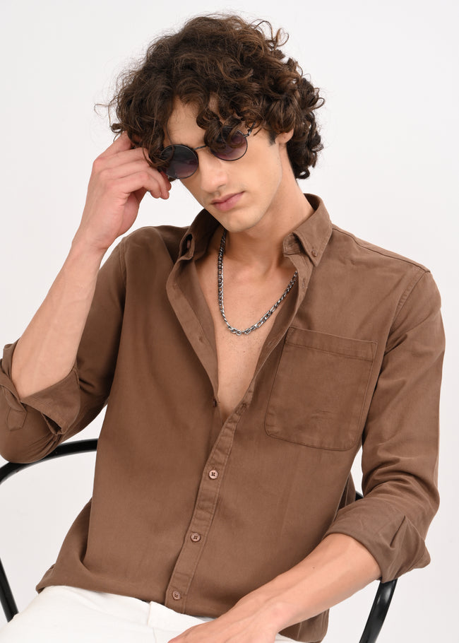 Men Brown Solid Shirt
