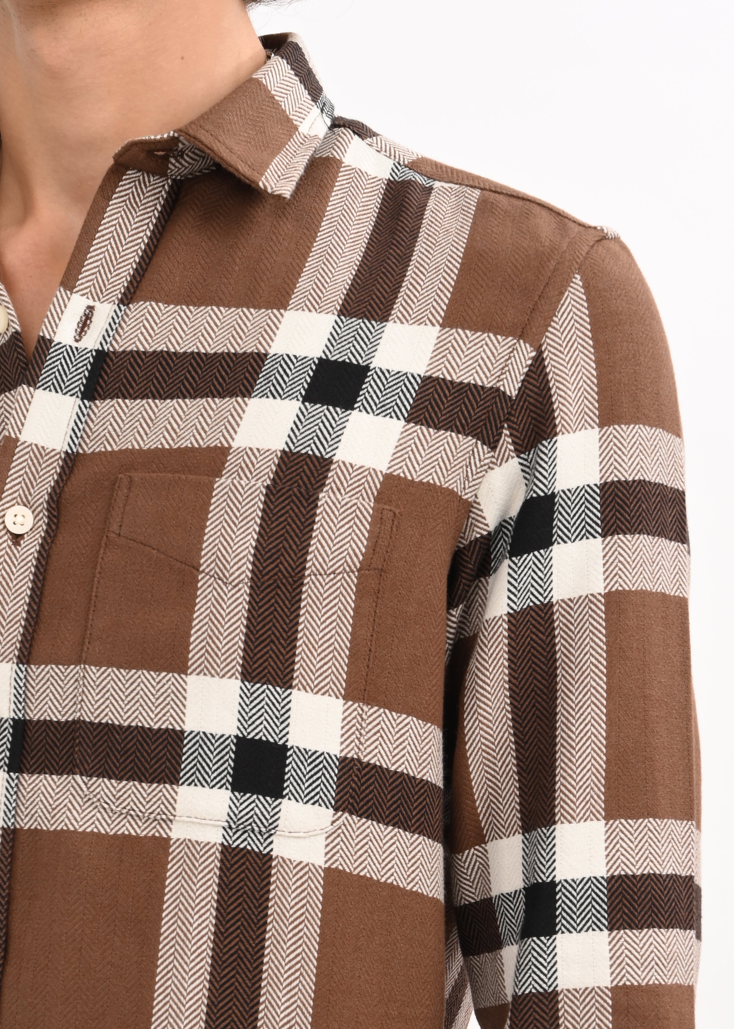 Men Brown Check Shirt