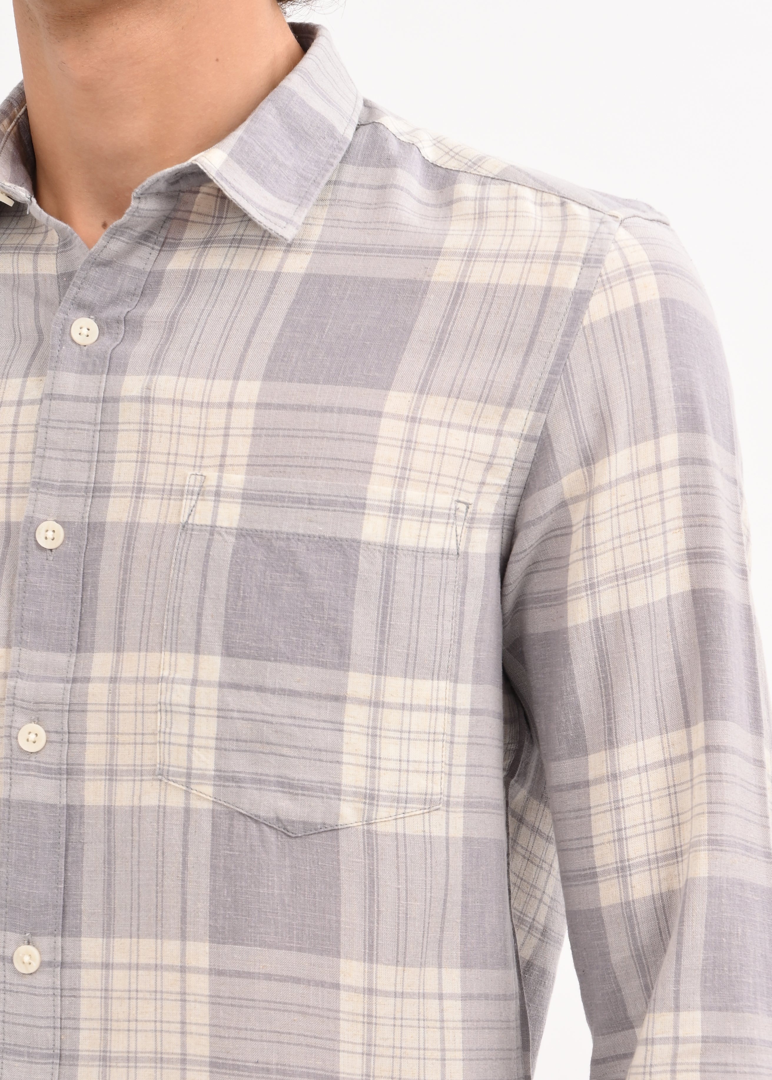 Men Grey Check Shirt