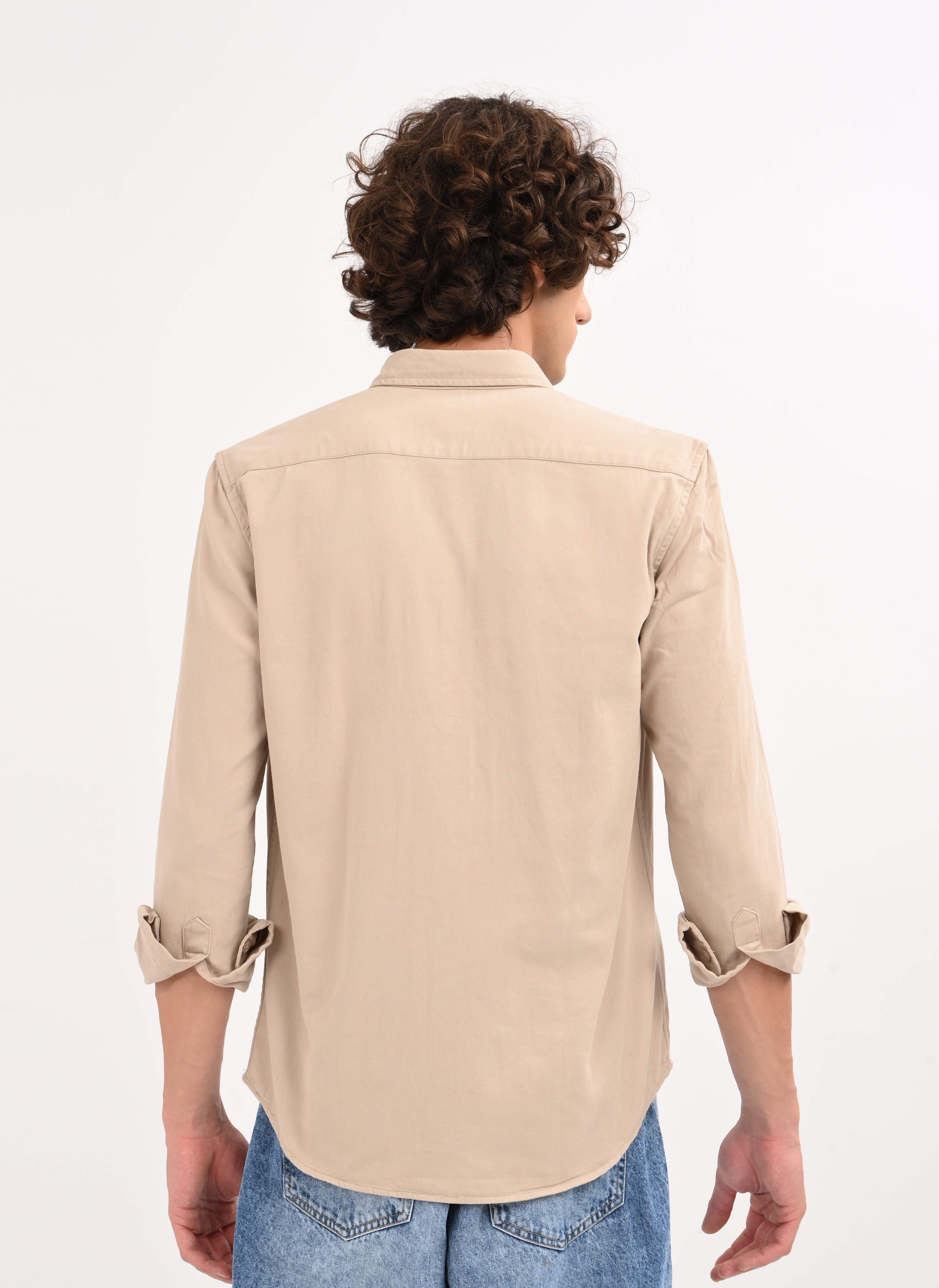 Men Beige Solid Shirt