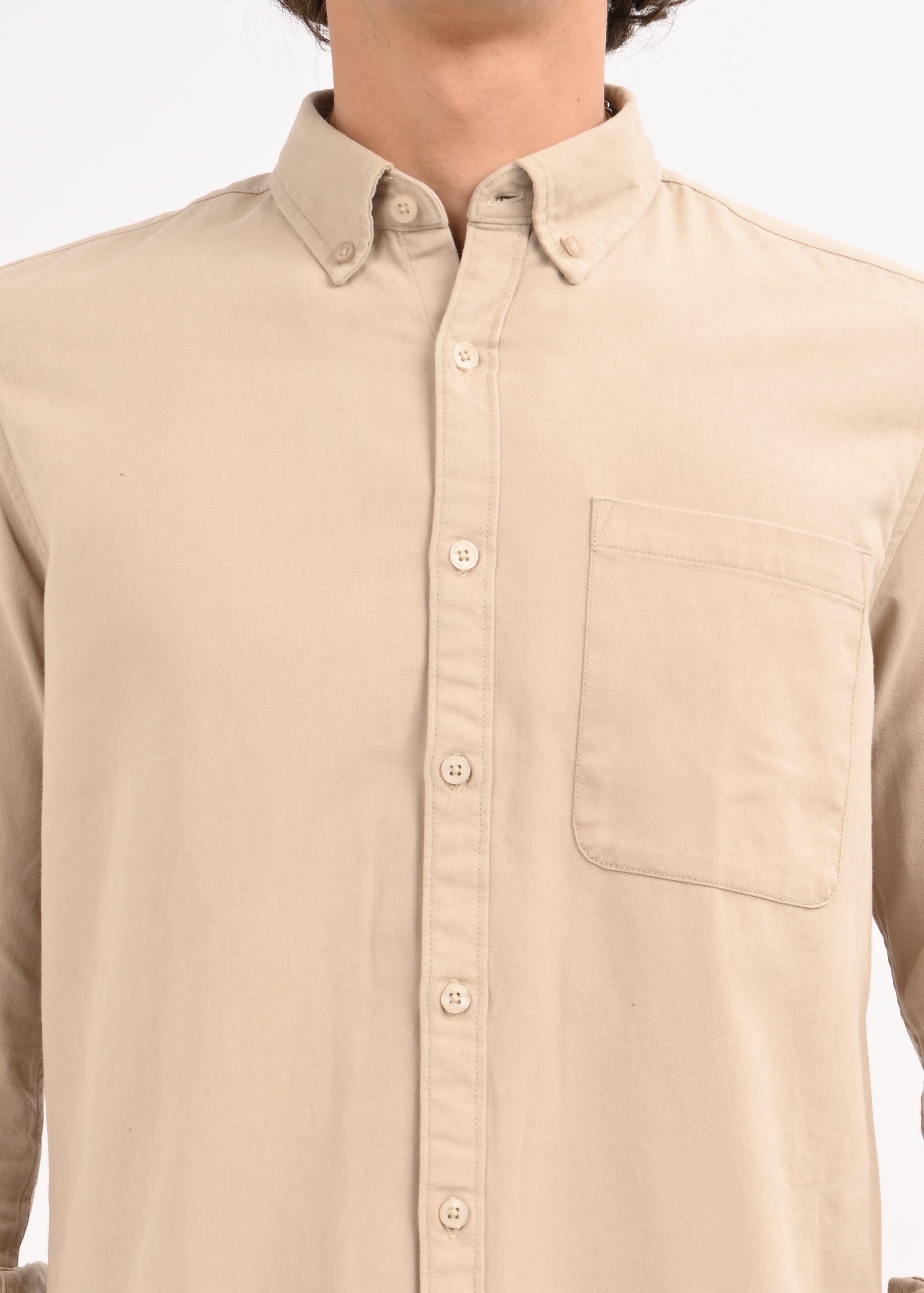 Men Beige Solid Shirt