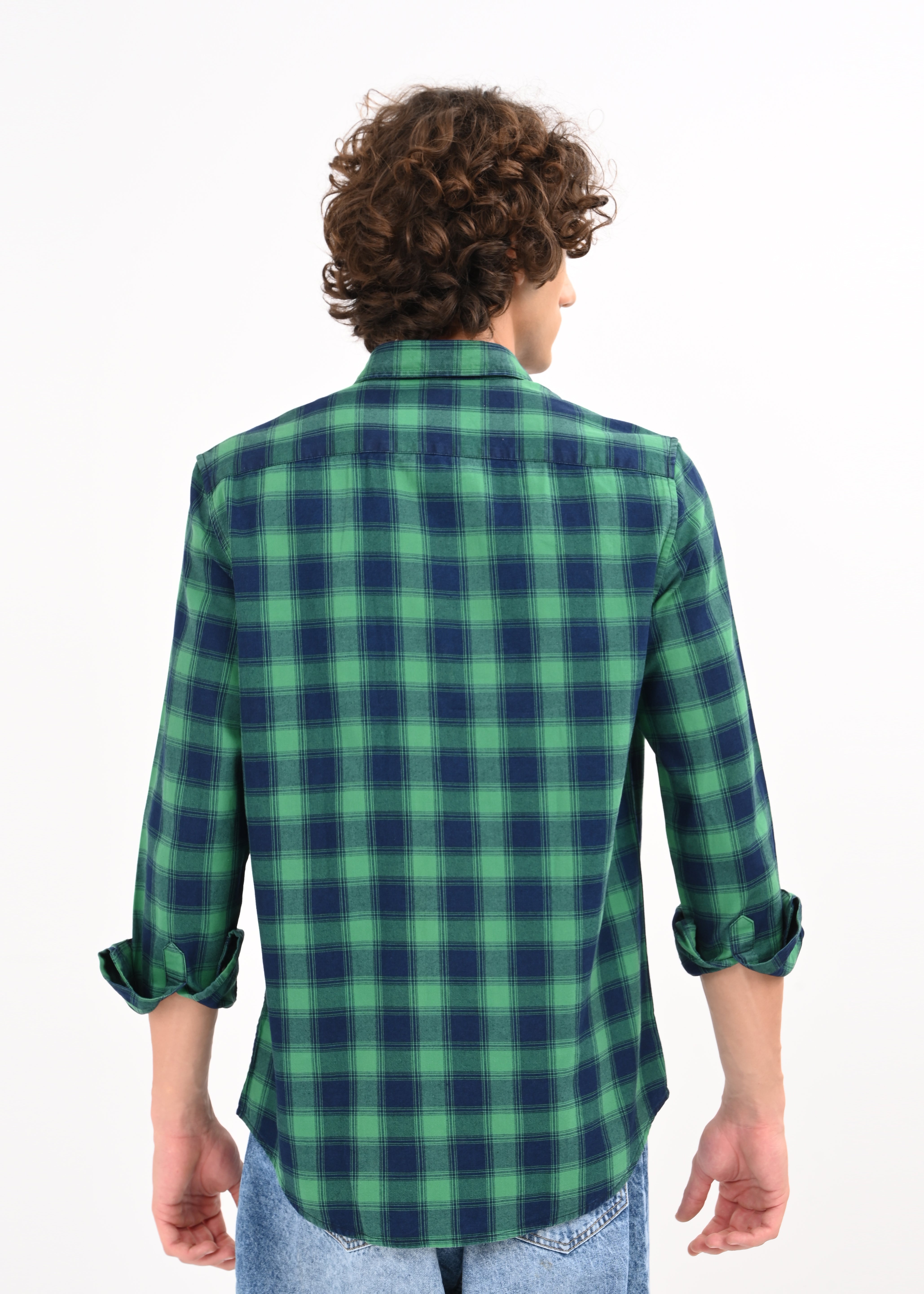 Men Blue Checked Shirt