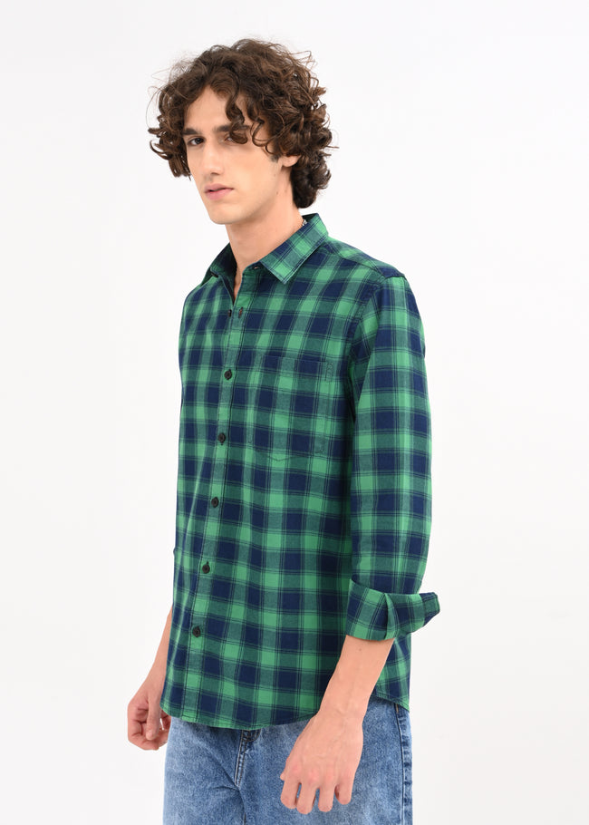 Men Blue Checked Shirt