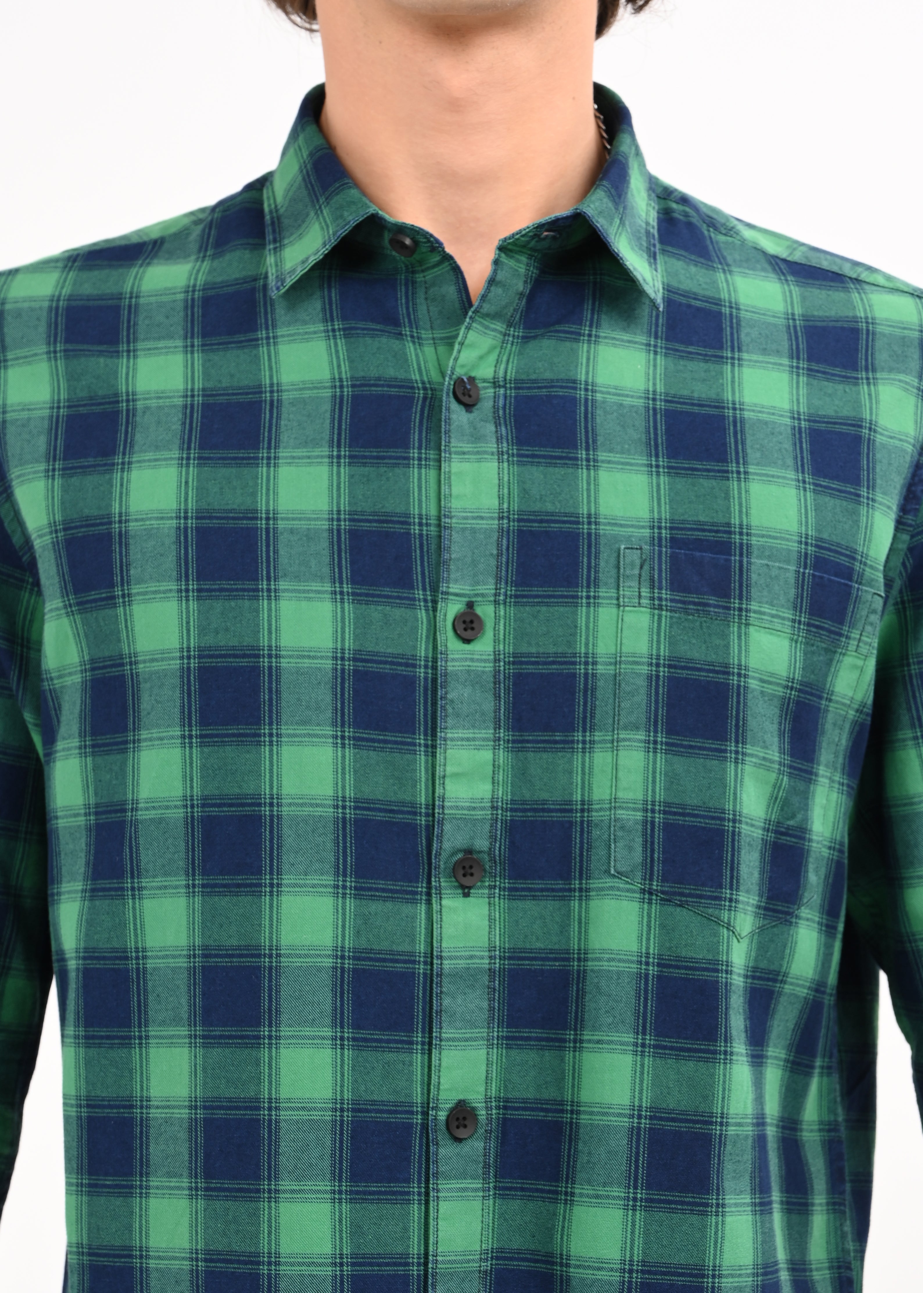 Men Blue Checked Shirt