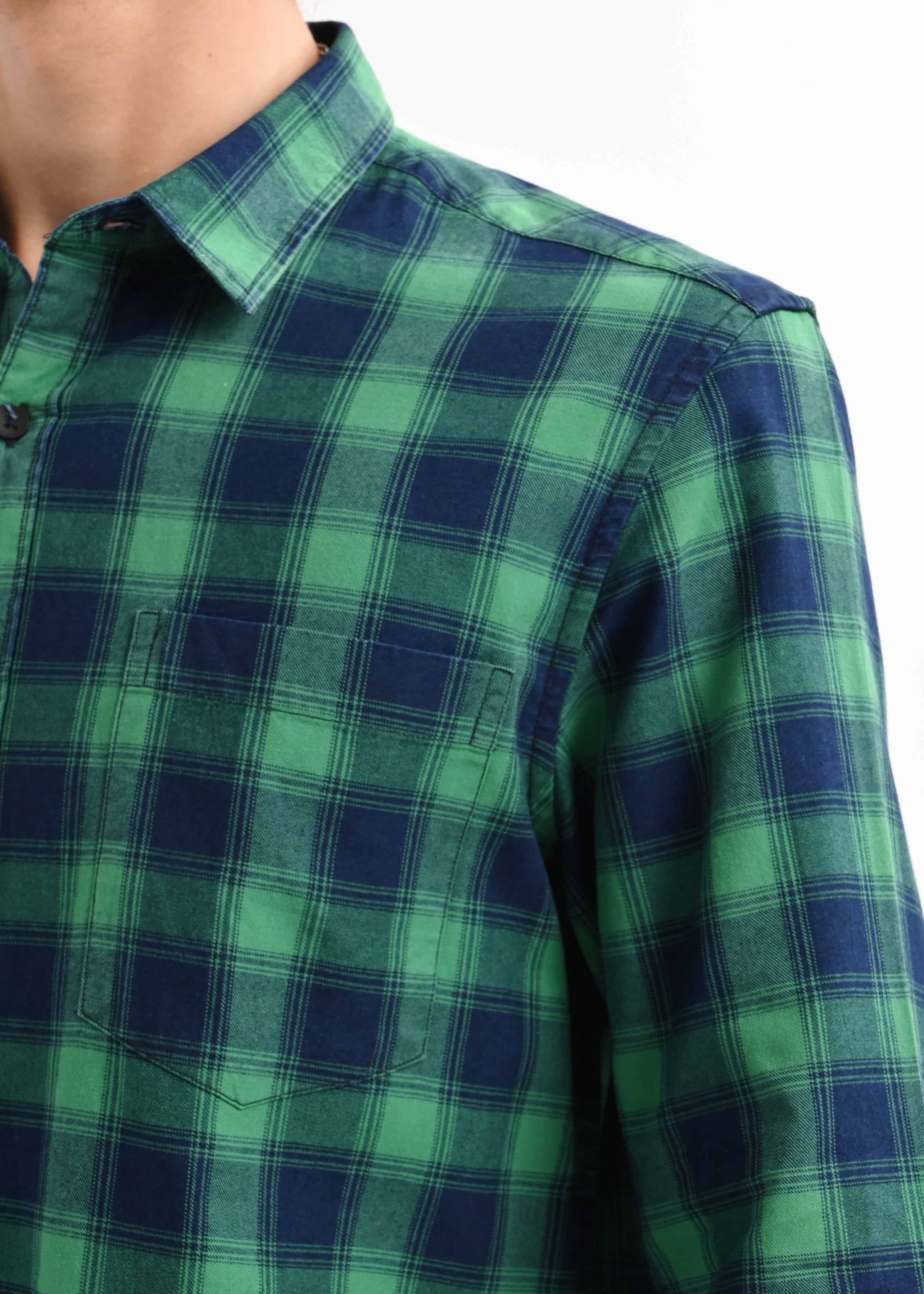 Men Blue Checked Shirt