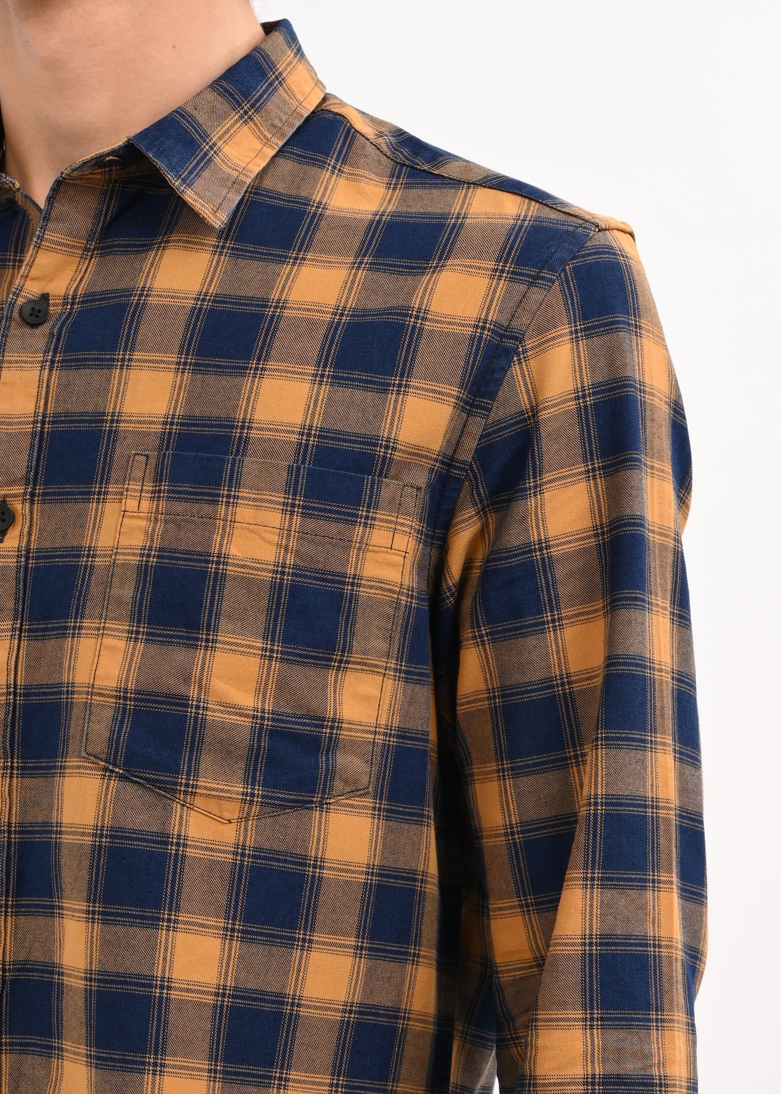 Men Mustard Checked Shirt