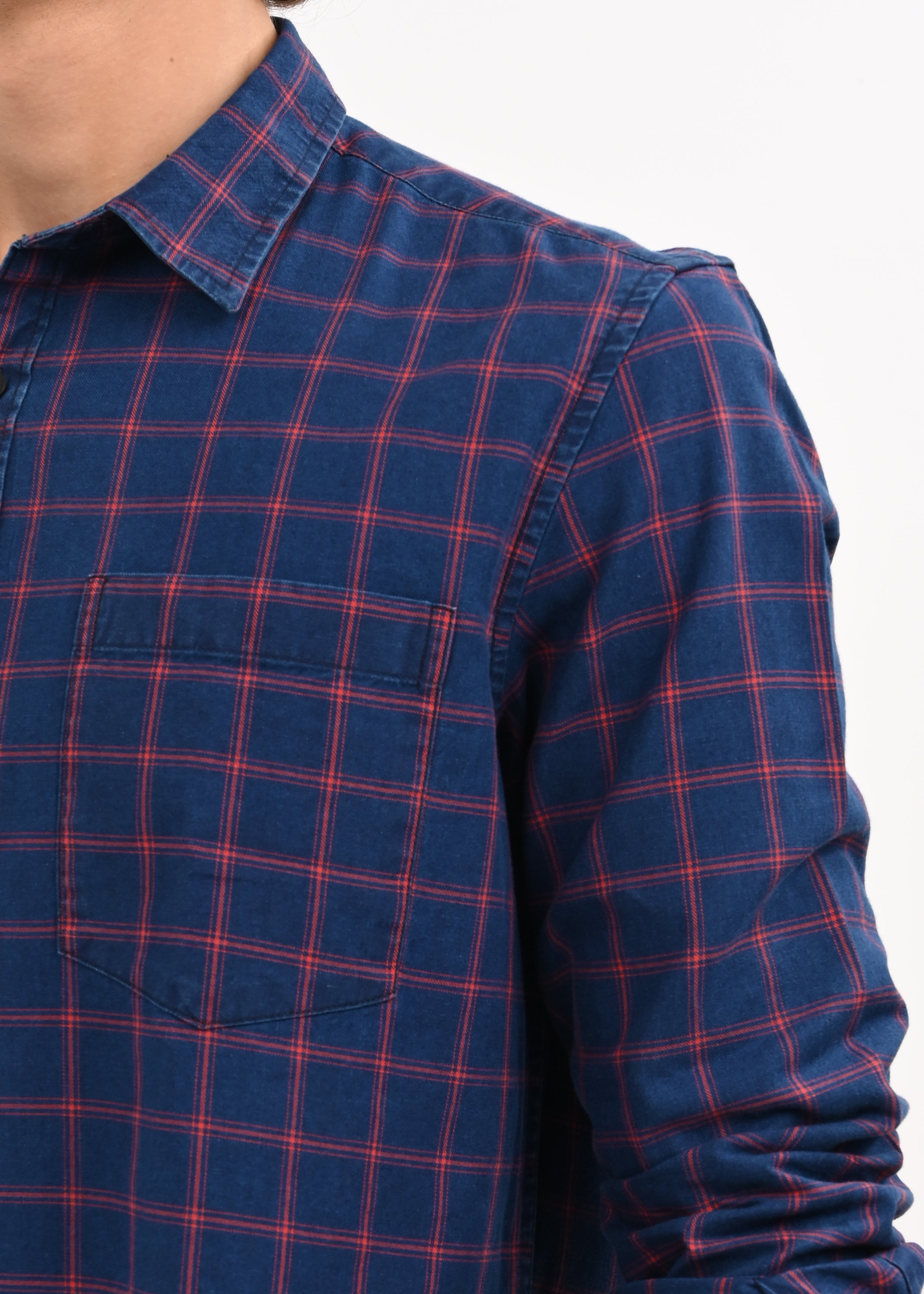 Men Blue Checked Shirt