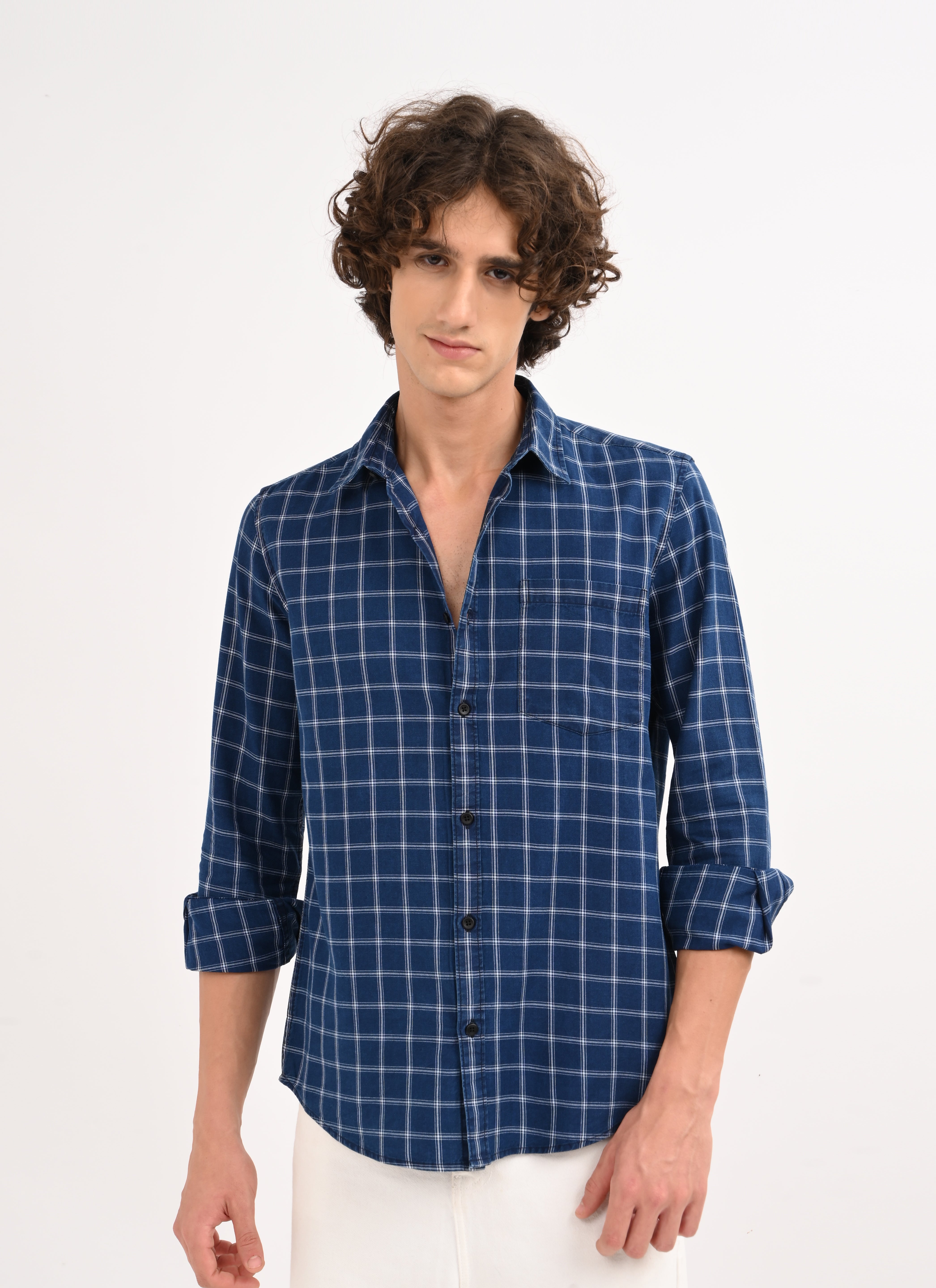 Men Navy Blue Shirt