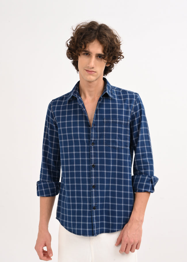 Men Navy Blue Shirt