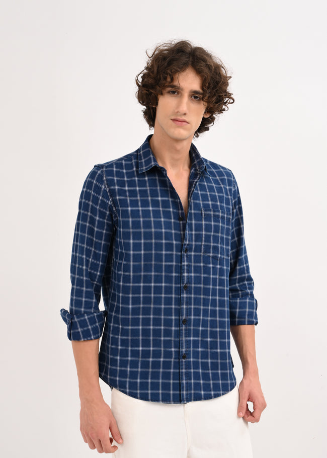 Men Navy Blue Shirt
