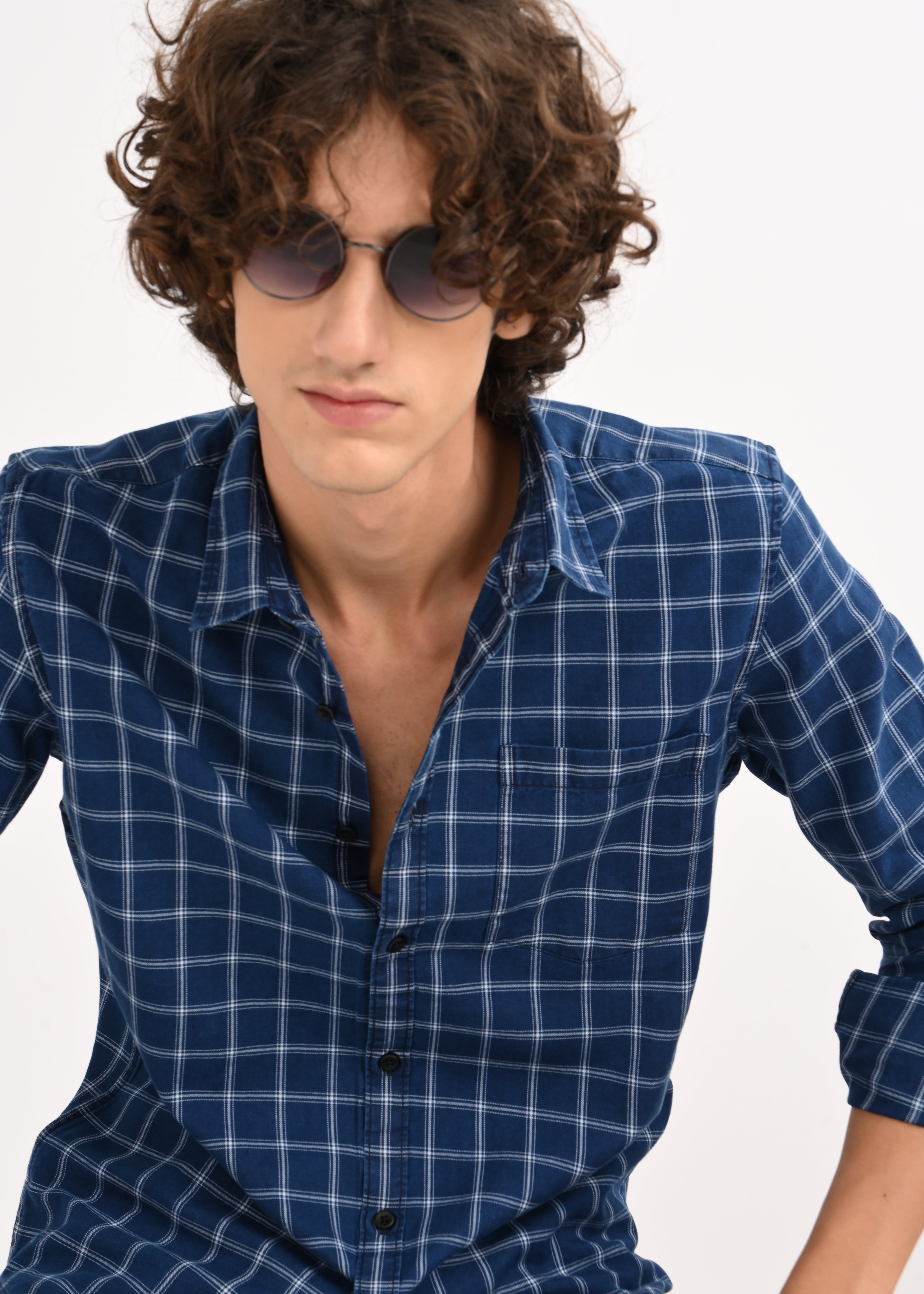 Men Navy Blue Shirt