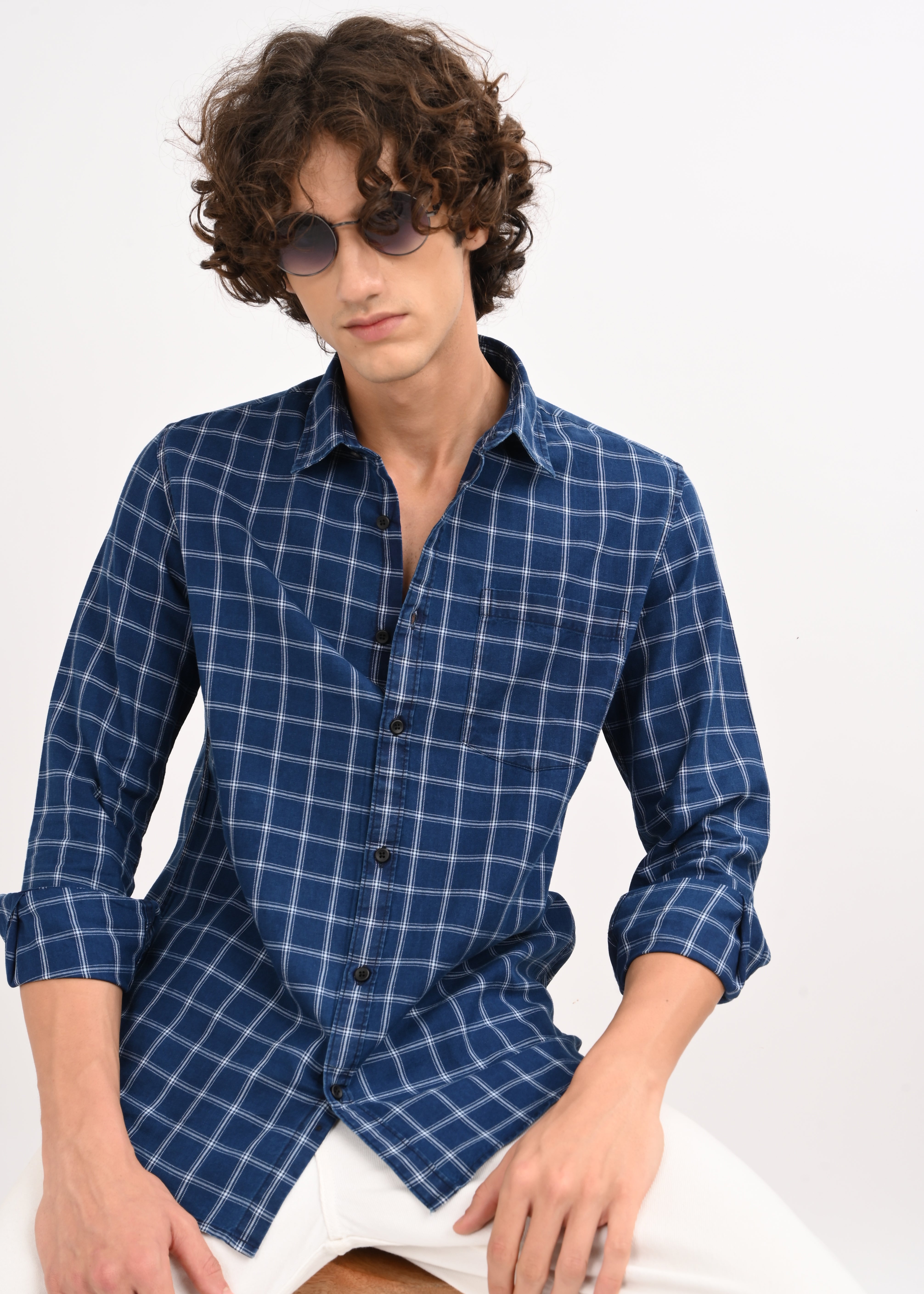 Men Navy Blue Shirt