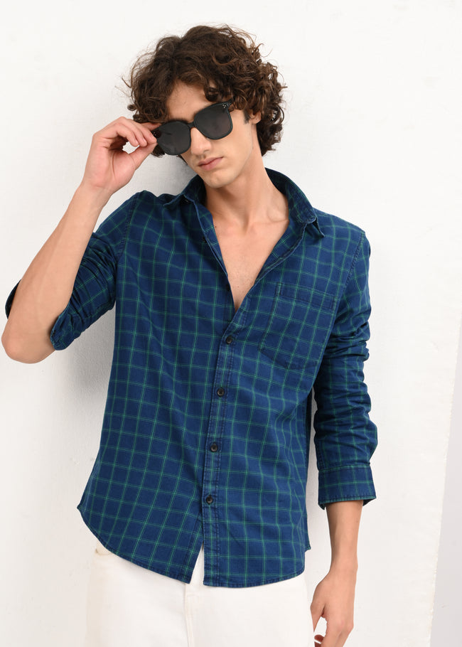 Men Navy Blue Shirt