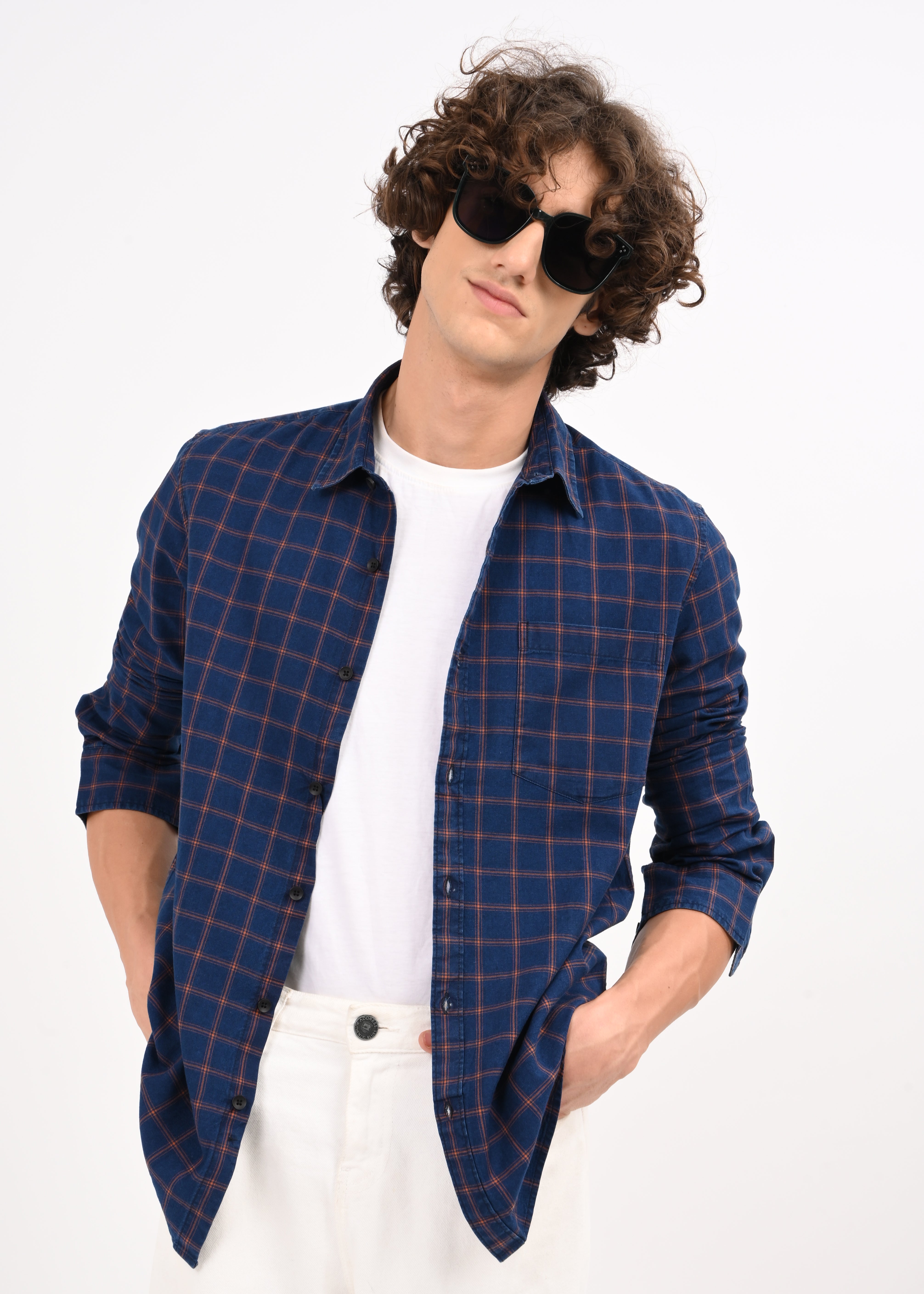 Men Navy Blue Shirt