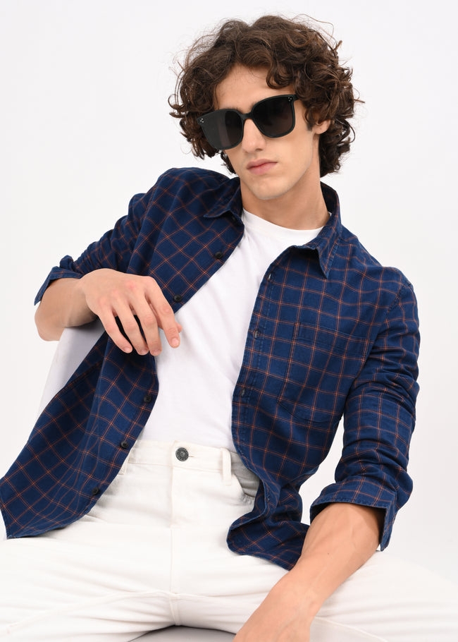 Men Navy Blue Shirt