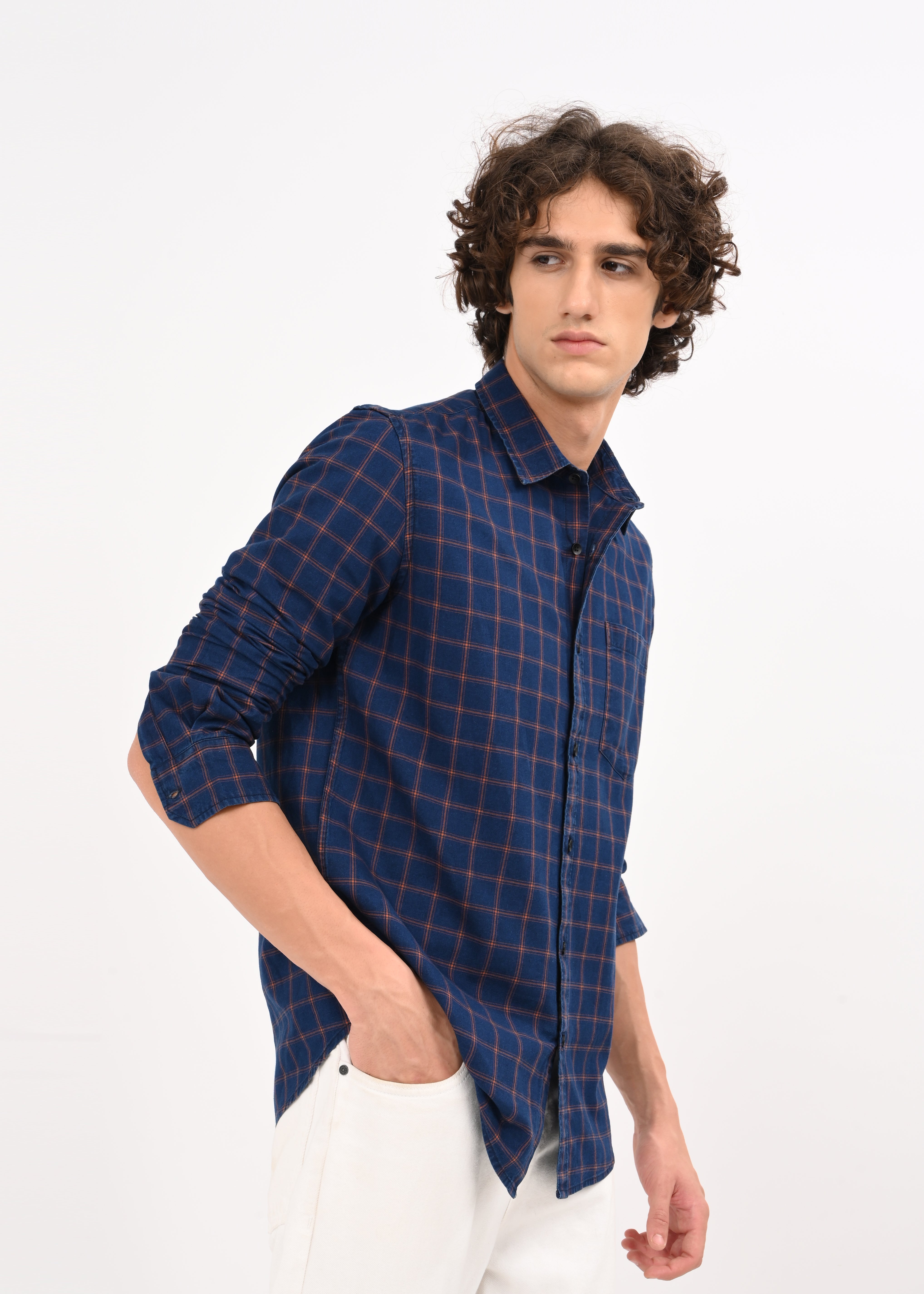Men Navy Blue Shirt