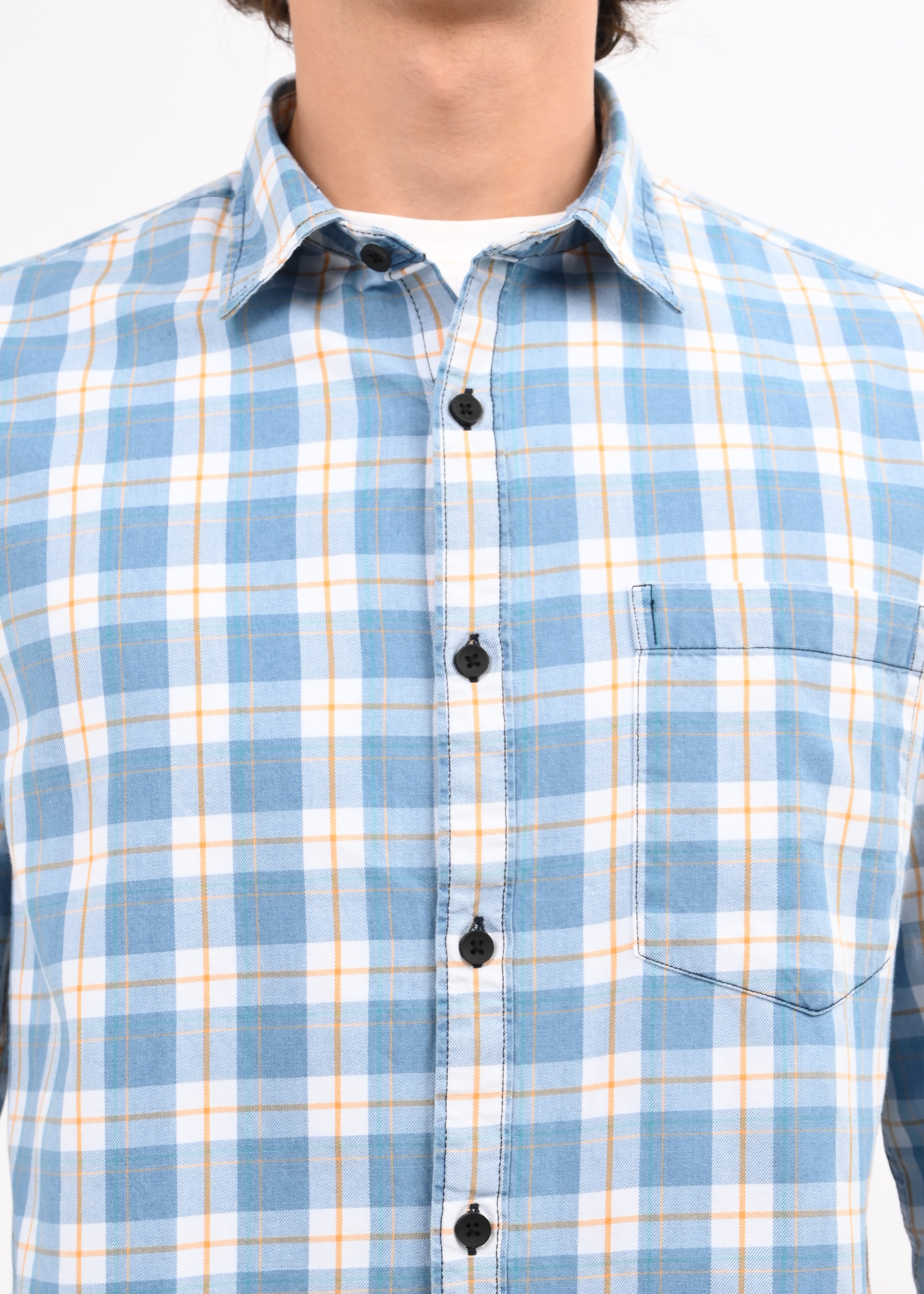 Men White Checked Shirt