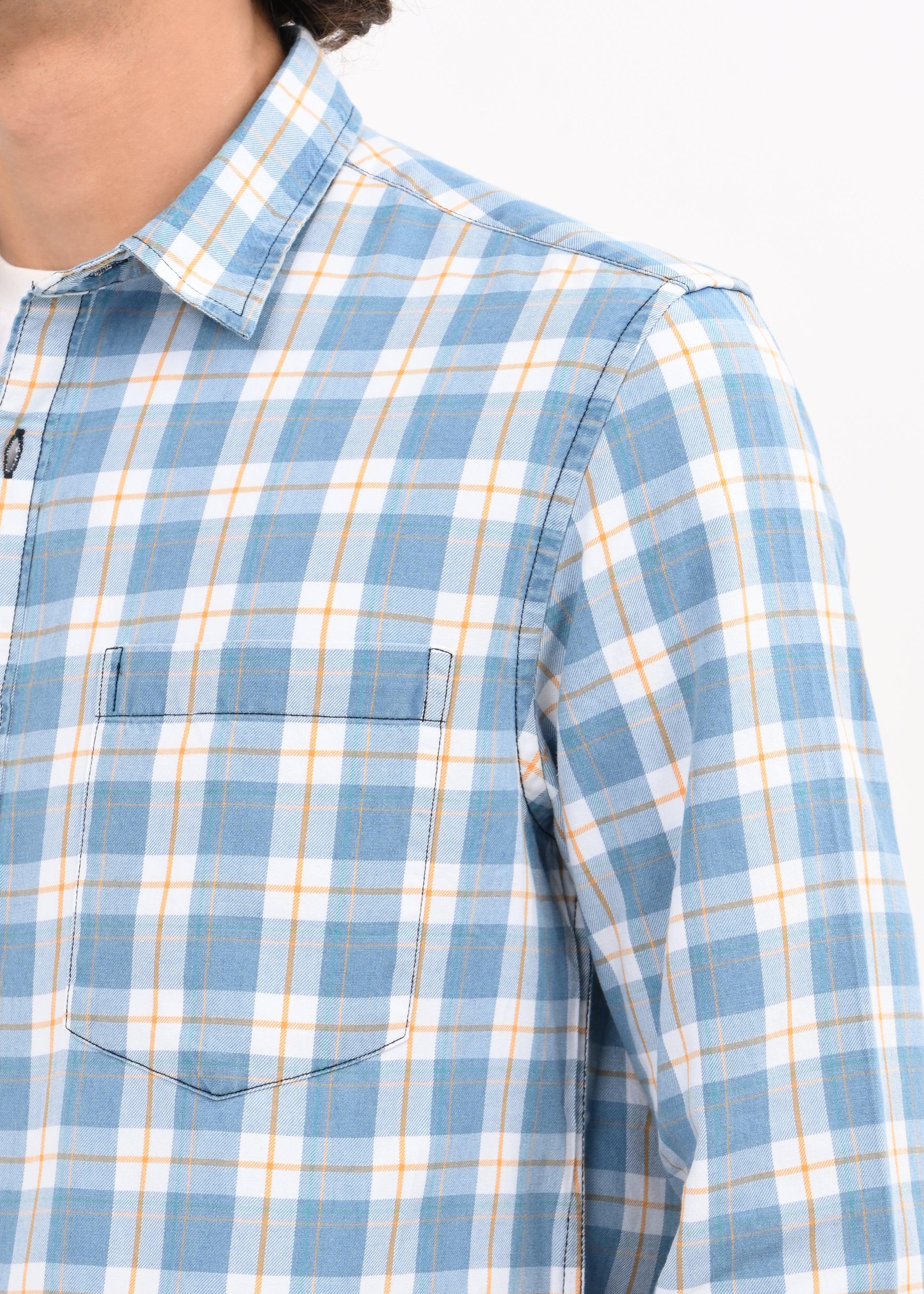Men White Checked Shirt