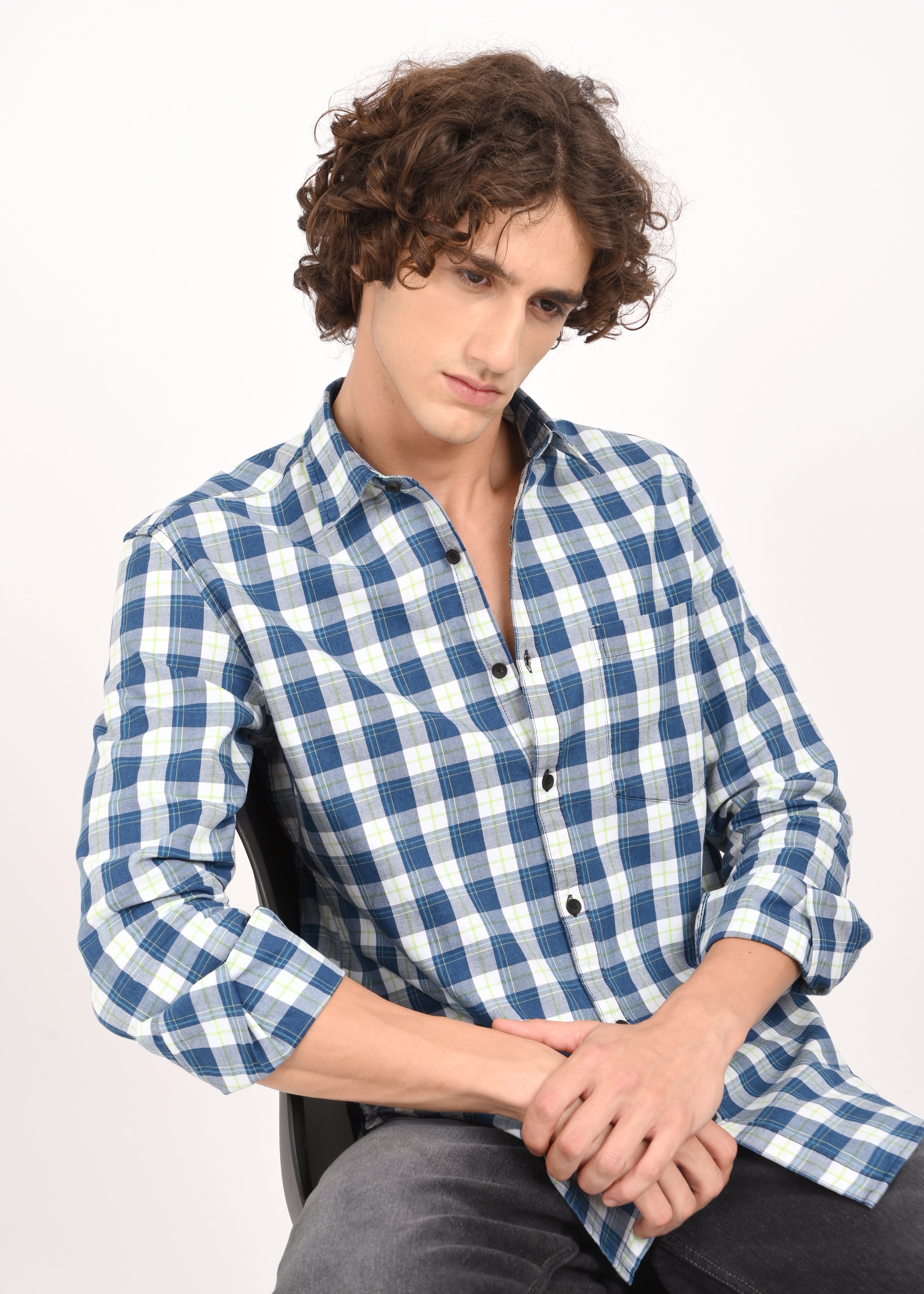 Men Navy Blue Shirt