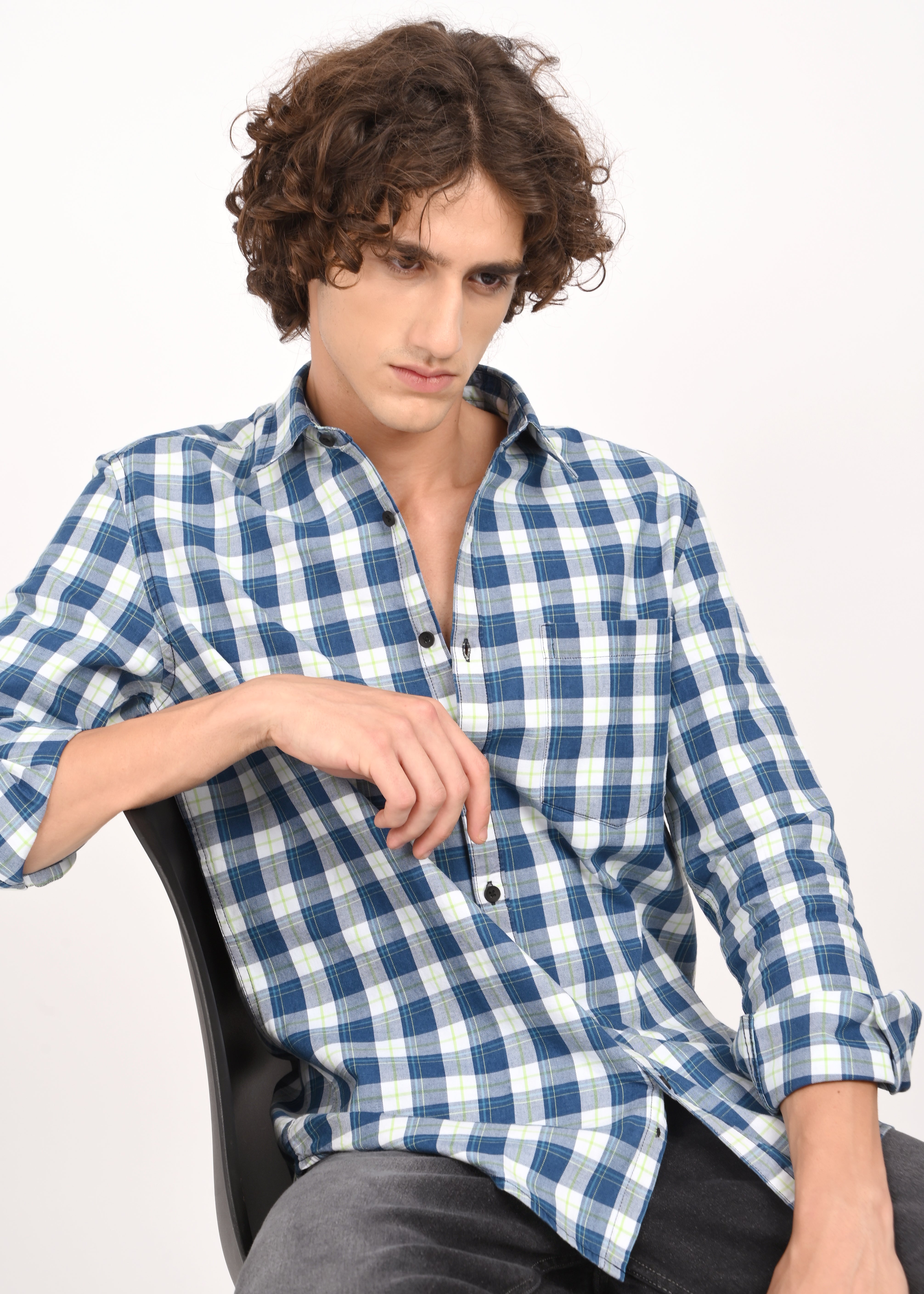 Men Navy Blue Shirt