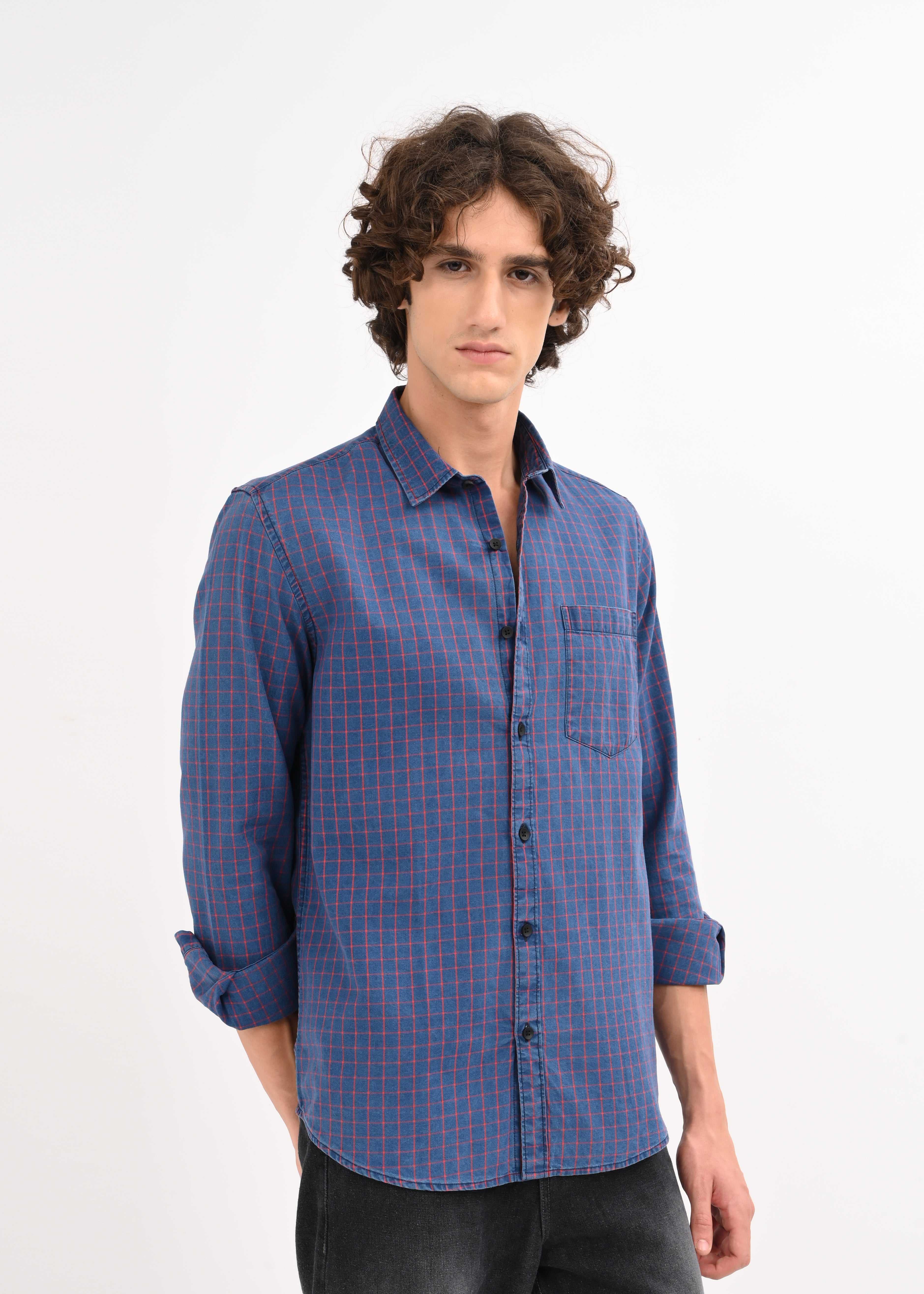 Men Navy Blue Shirt