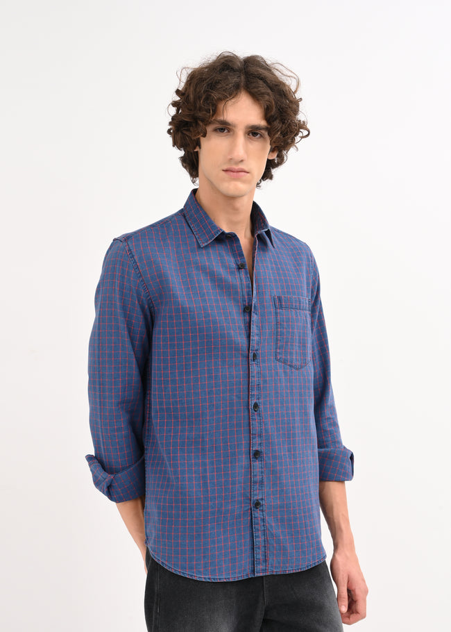 Men Navy Blue Shirt