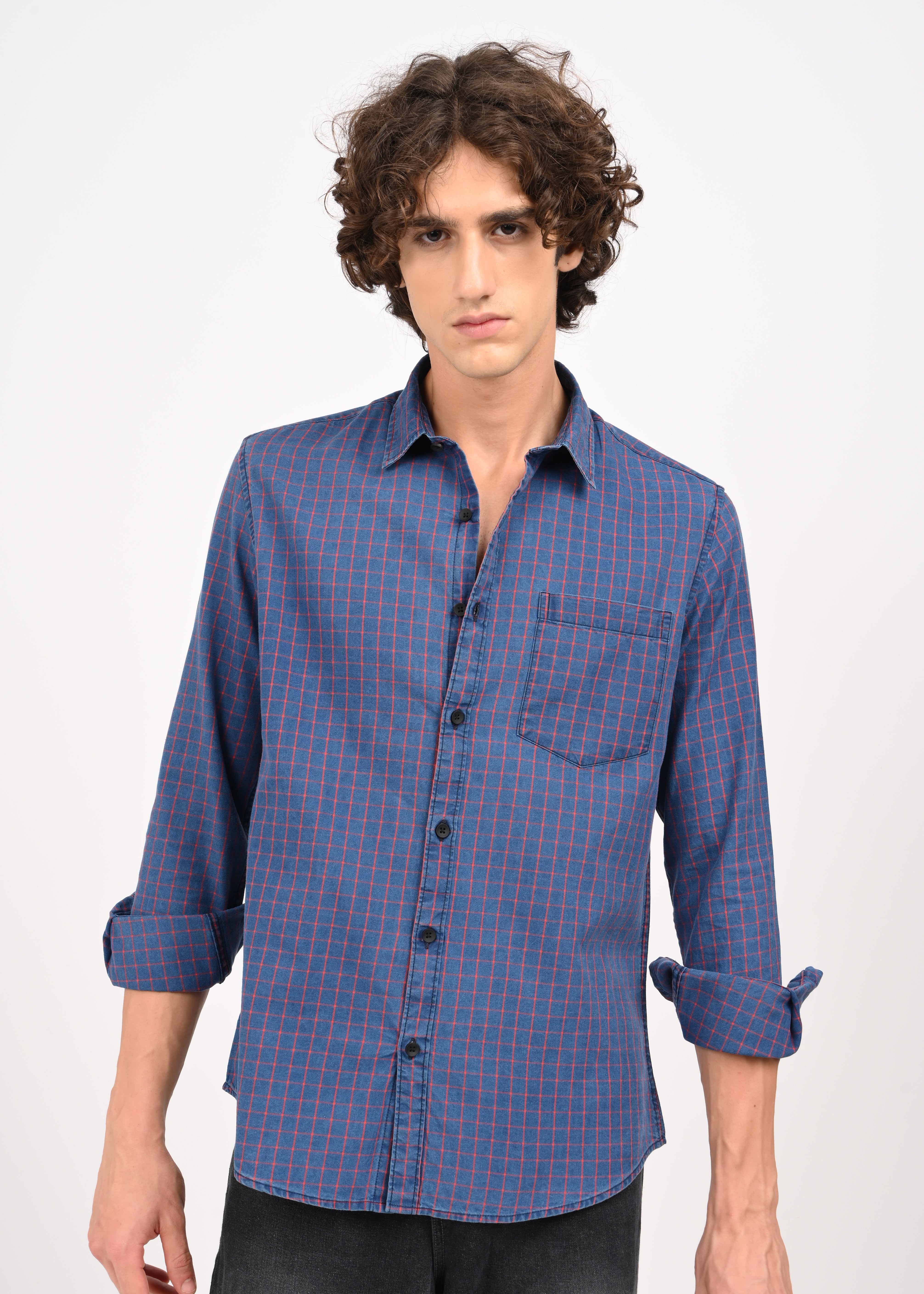 Men Navy Blue Shirt