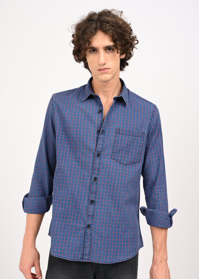 Men Navy Blue Shirt