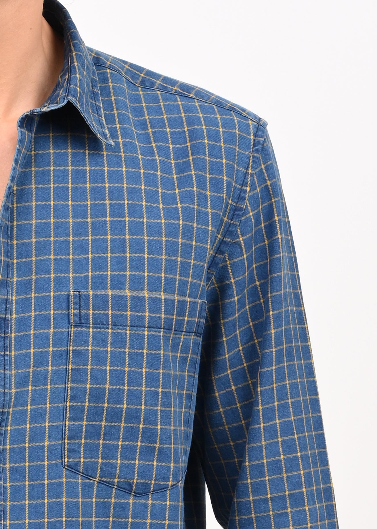 Men Blue Checked Shirt