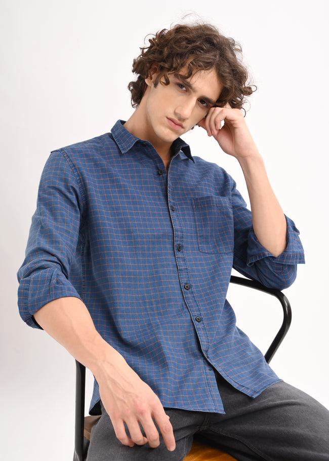 Men Navy Blue Shirt