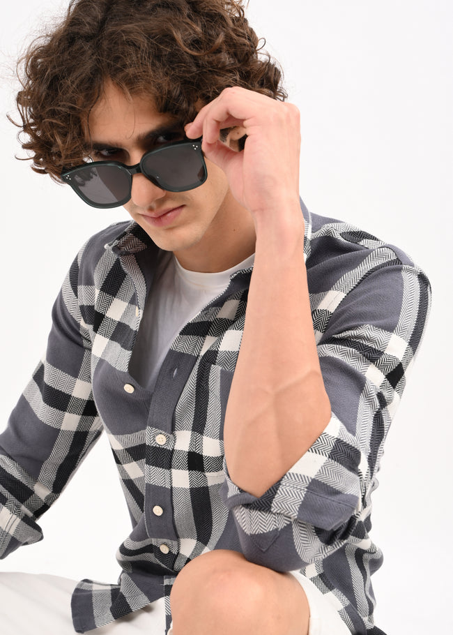 Men Black Checked Shirt
