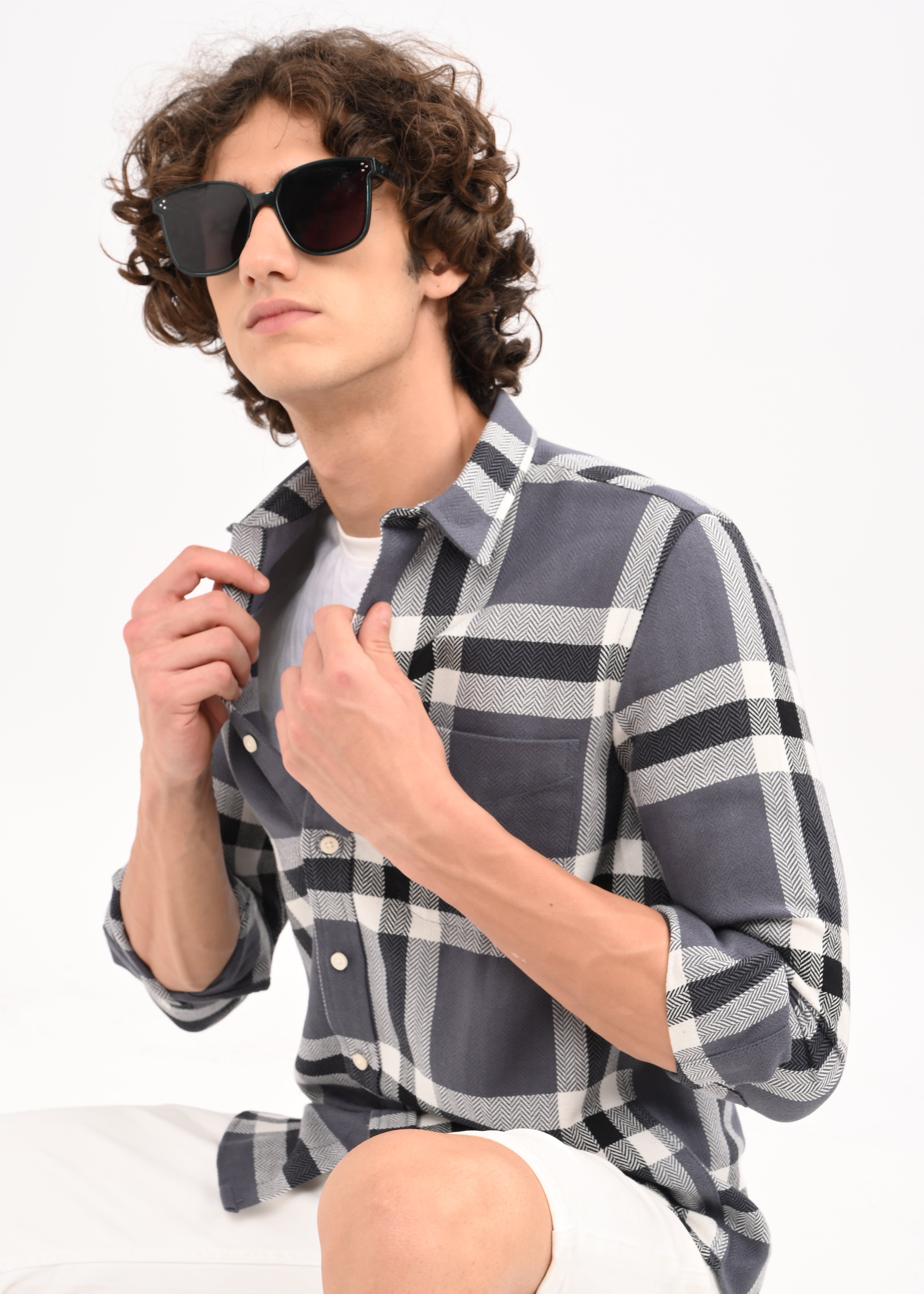Men Black Checked Shirt
