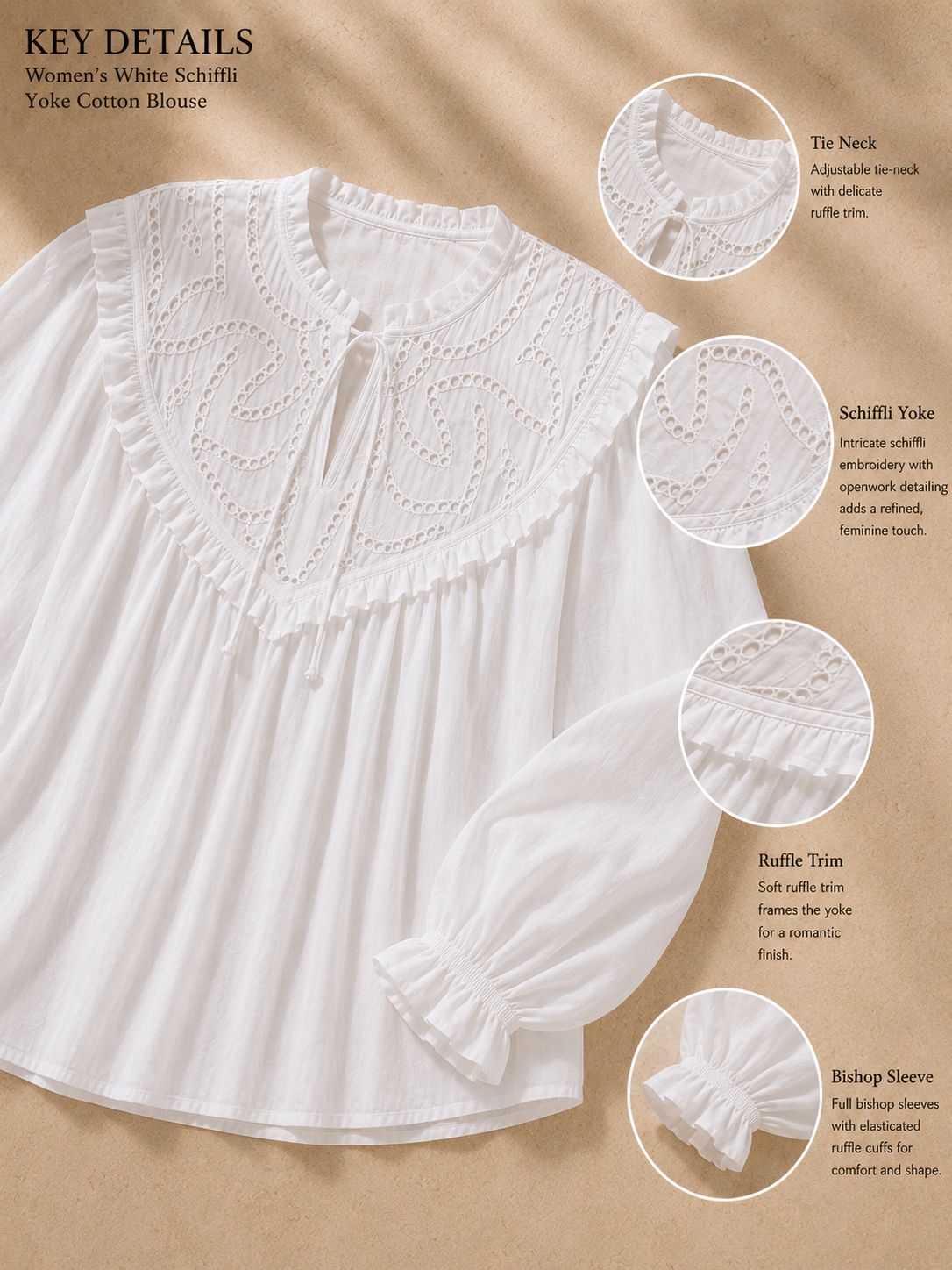 Women White Ruffle Detail Top