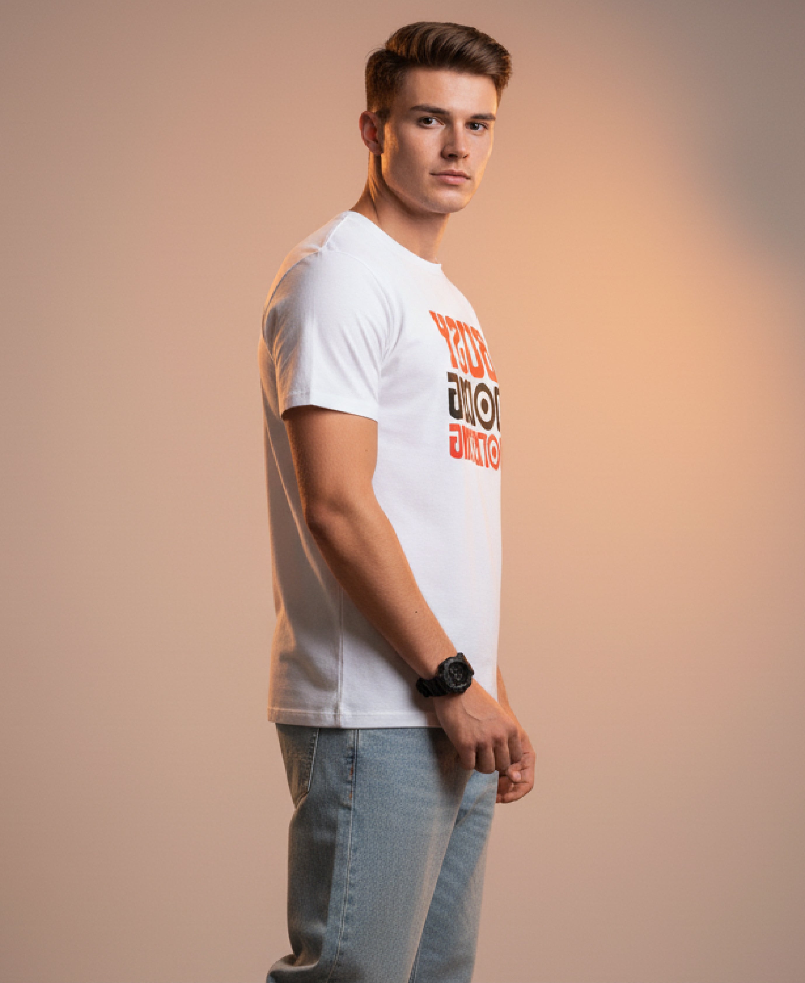 Men Printed White Cotton Tshirt