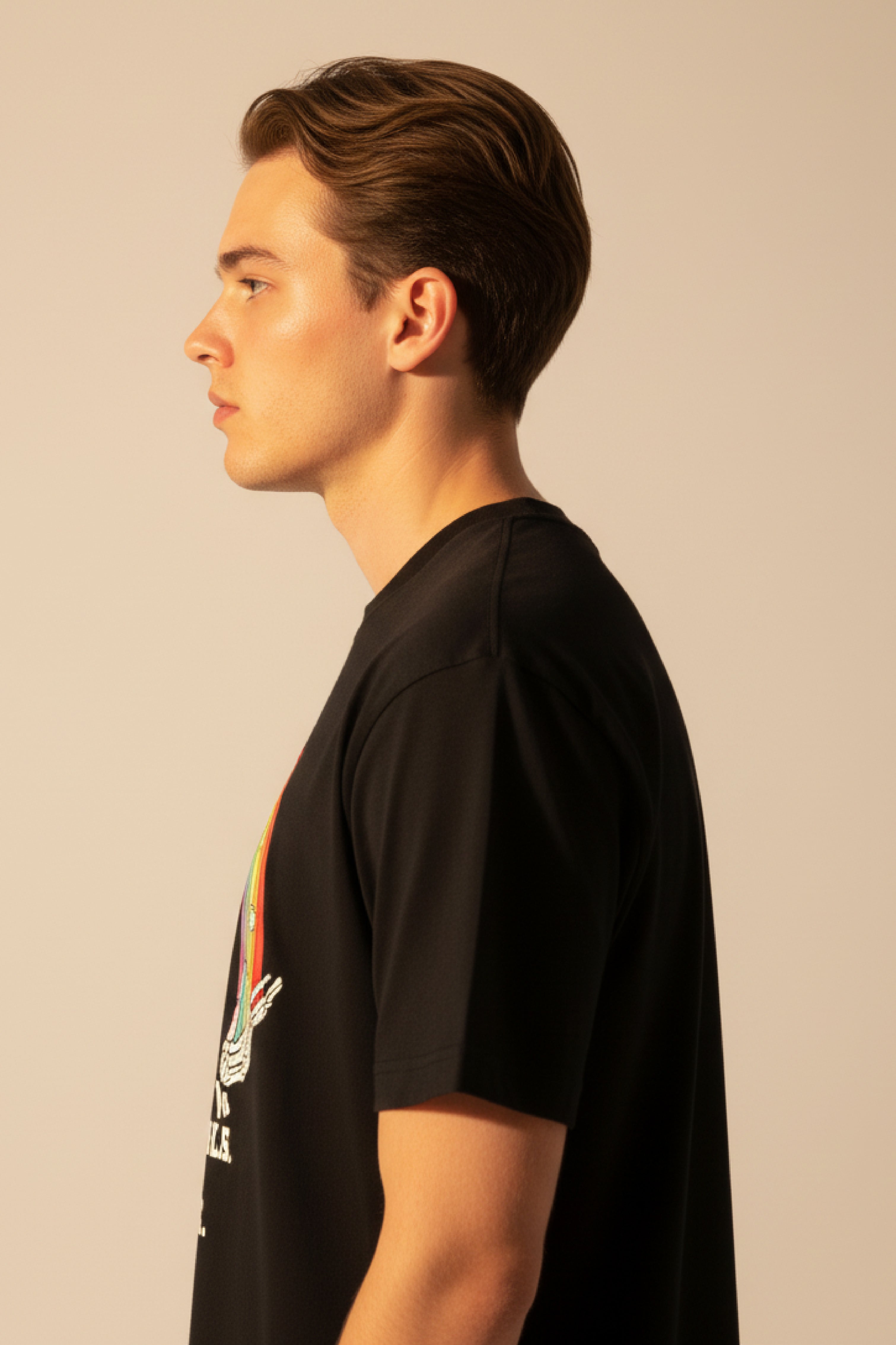 Men Printed Black Cotton Tshirt