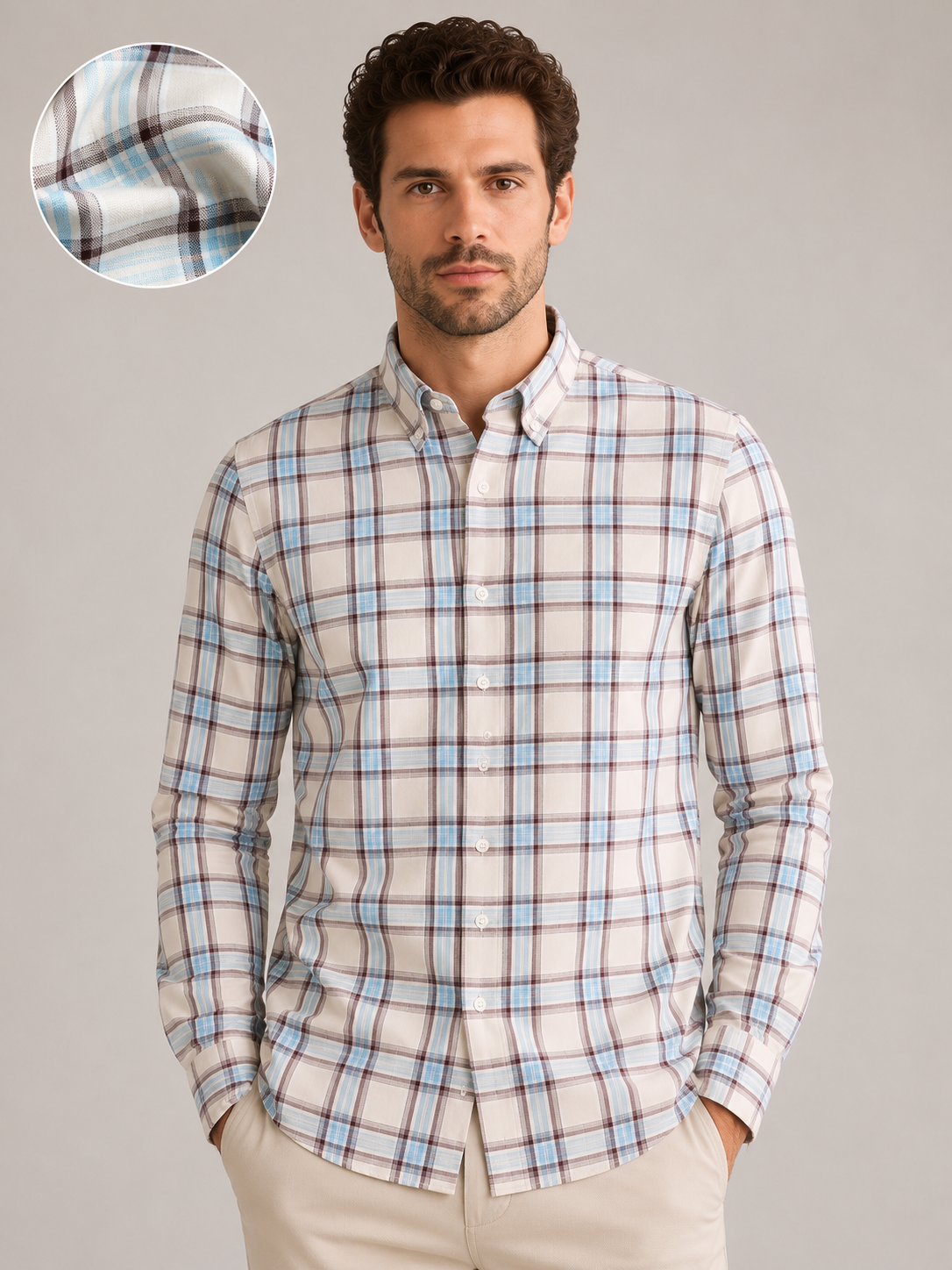 Men Multi Windowpane Check Shirt